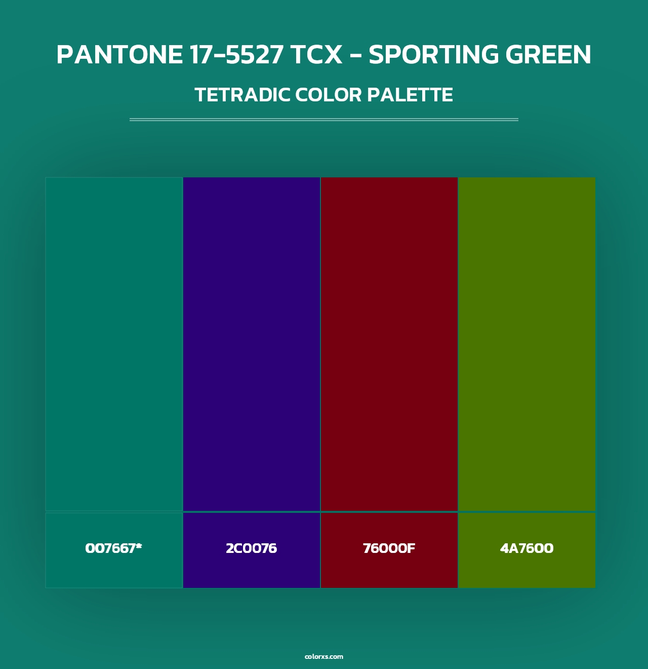 PANTONE 17-5527 TCX - Sporting Green - Tetradic Color Palette