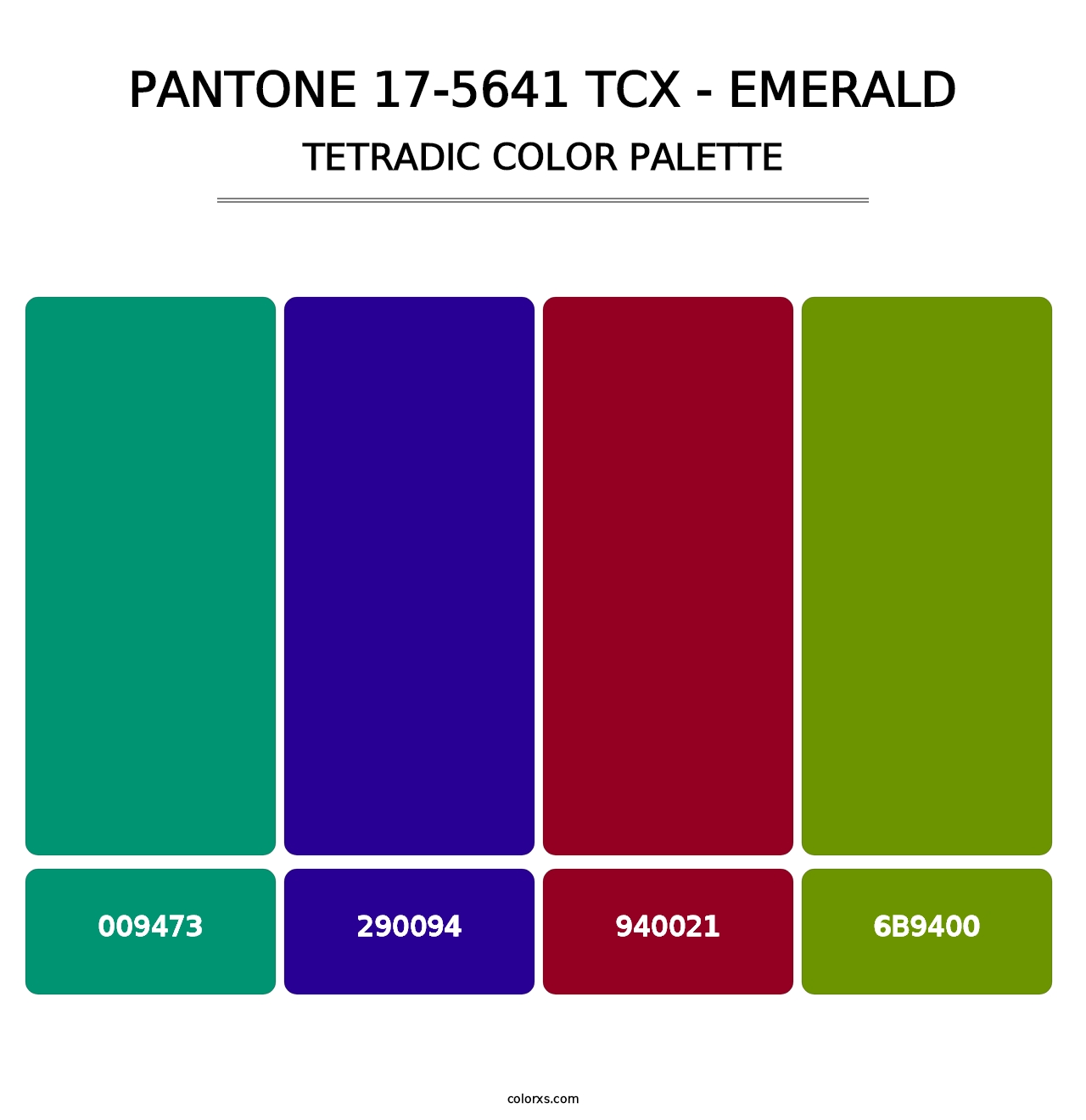 PANTONE 17-5641 TCX - Emerald - Tetradic Color Palette