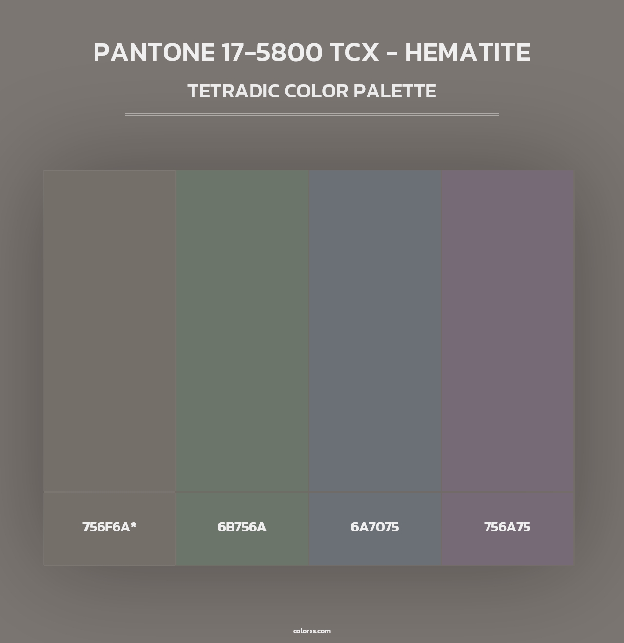 PANTONE 17-5800 TCX - Hematite - Tetradic Color Palette