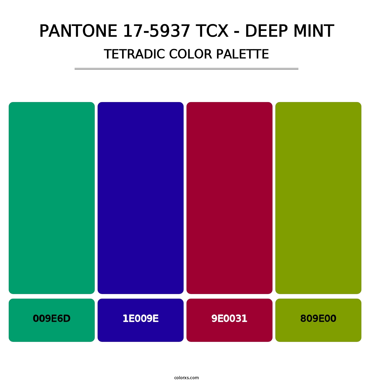 PANTONE 17-5937 TCX - Deep Mint - Tetradic Color Palette