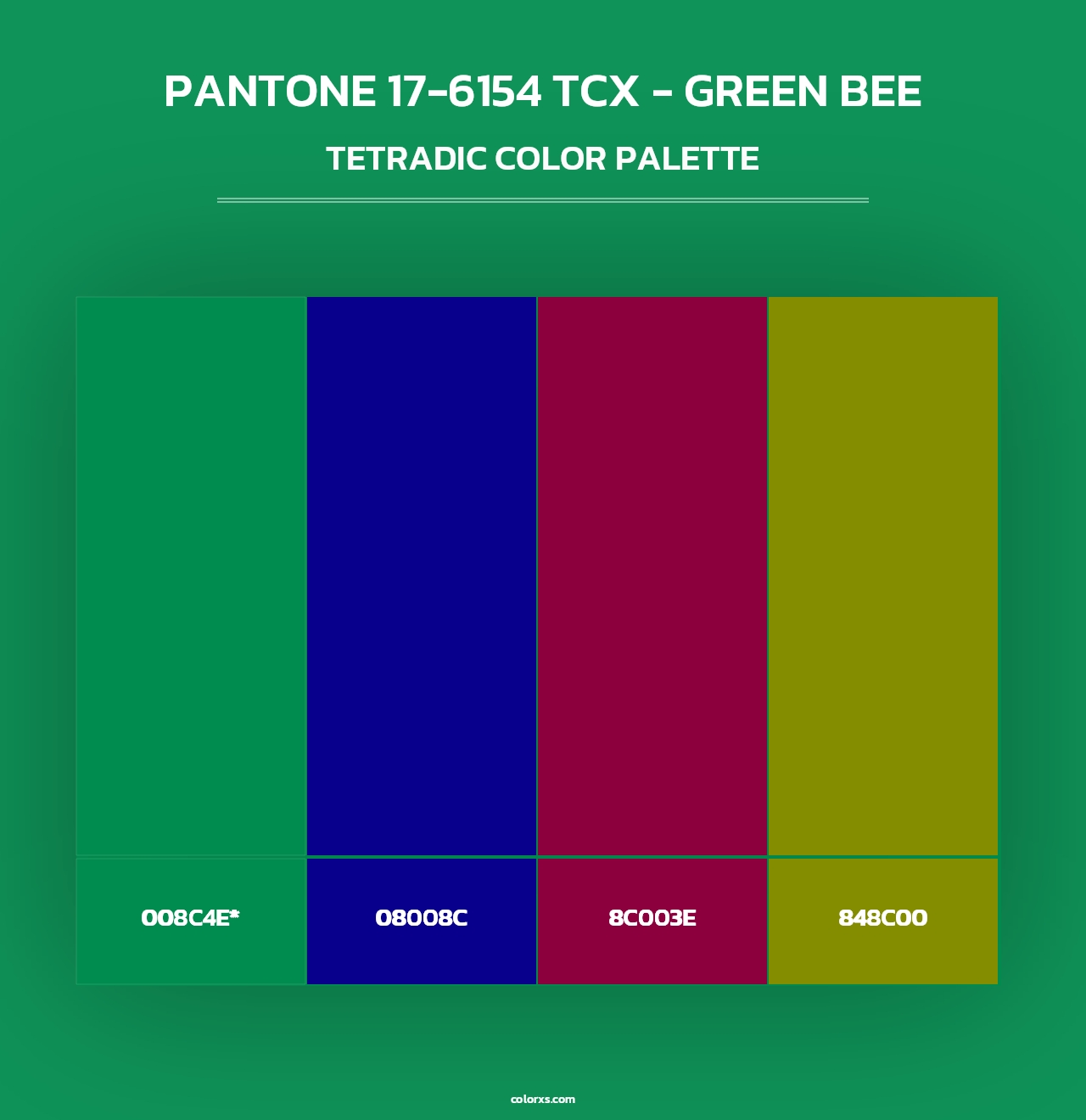PANTONE 17-6154 TCX - Green Bee - Tetradic Color Palette