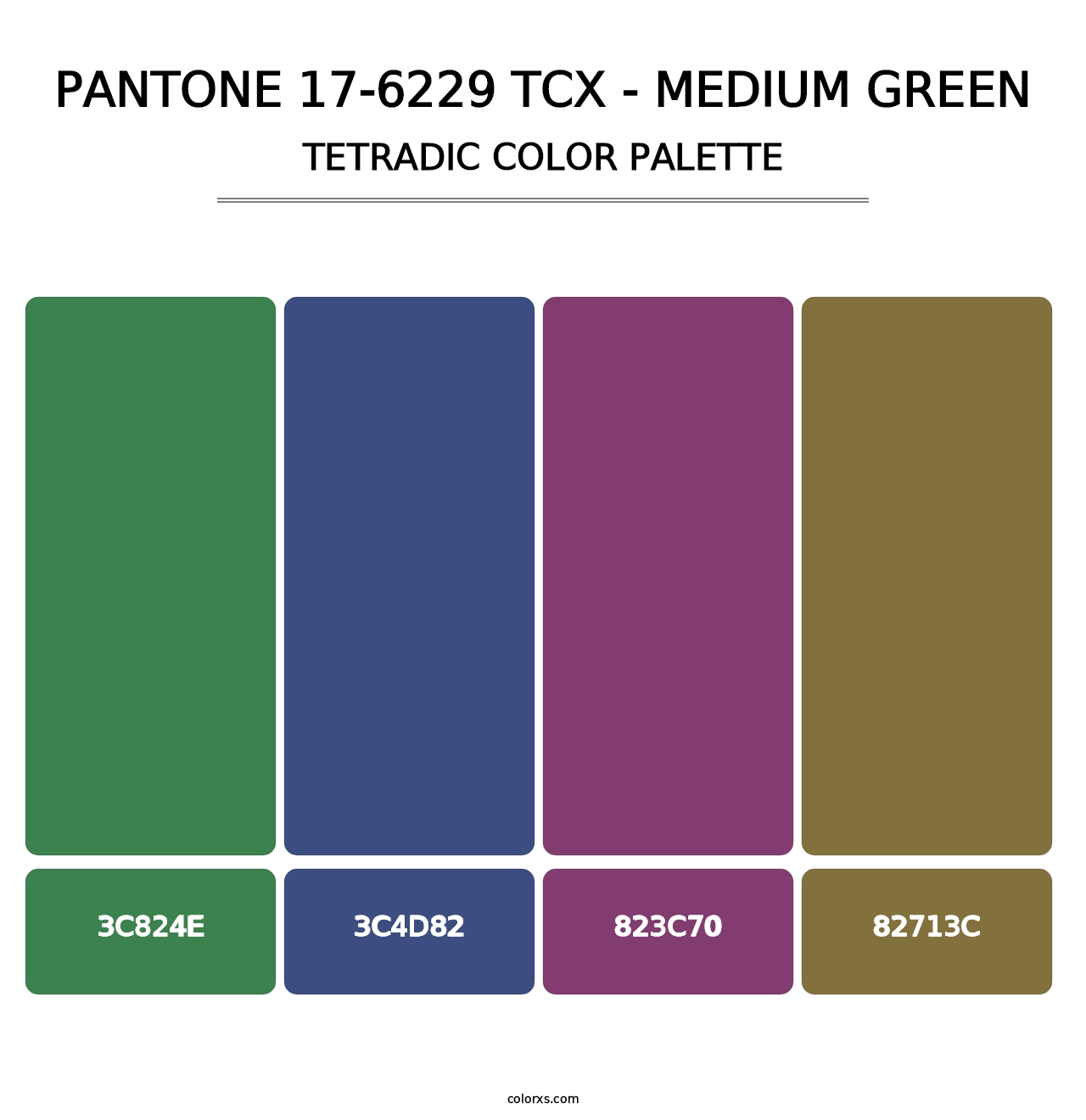 PANTONE 17-6229 TCX - Medium Green - Tetradic Color Palette