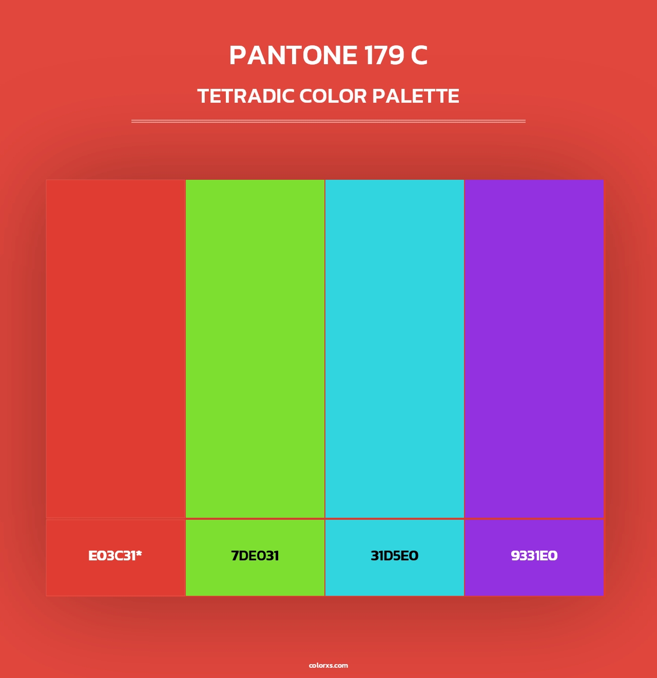 PANTONE 179 C - Tetradic Color Palette