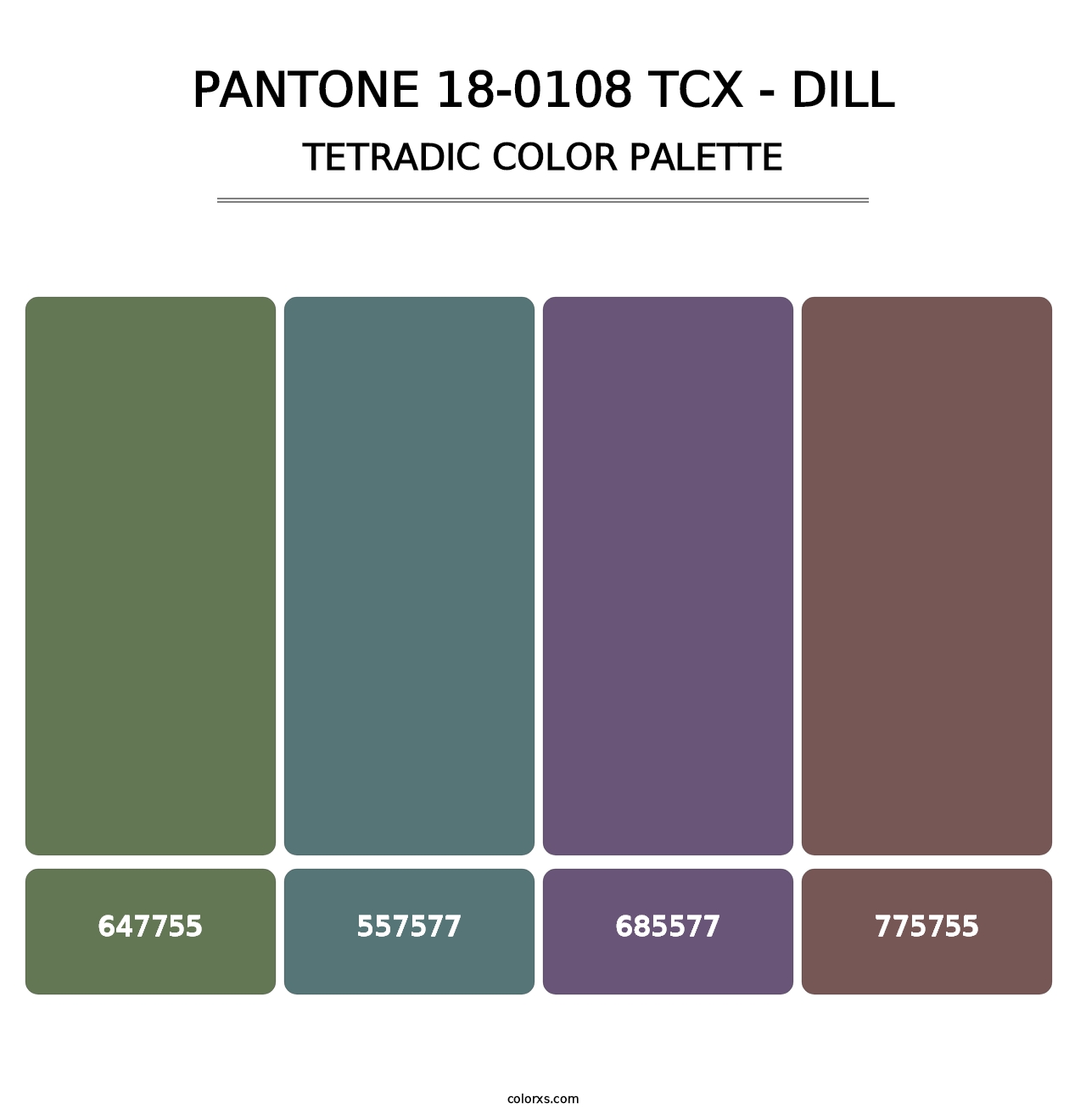 PANTONE 18-0108 TCX - Dill - Tetradic Color Palette