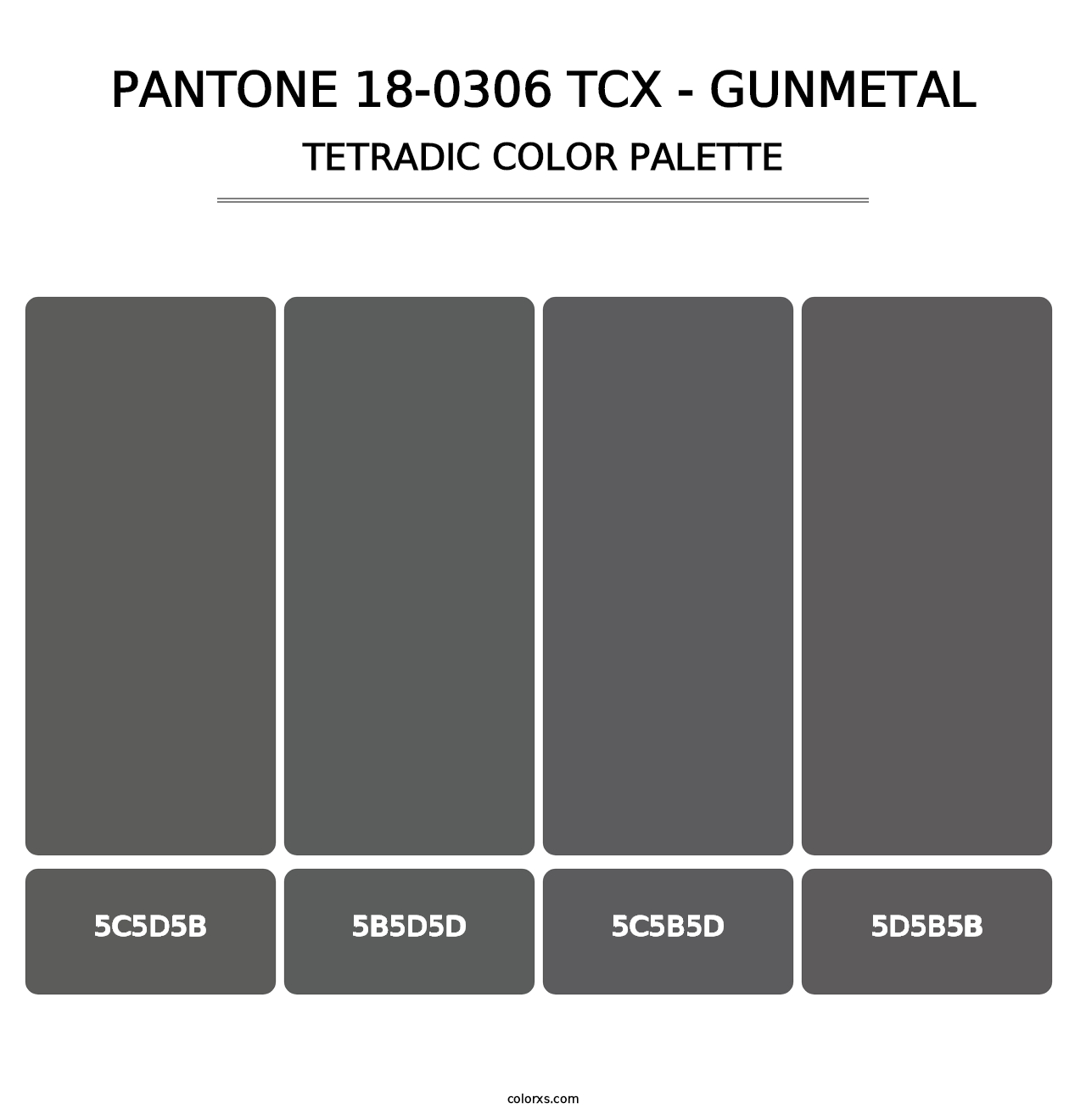 PANTONE 18-0306 TCX - Gunmetal - Tetradic Color Palette