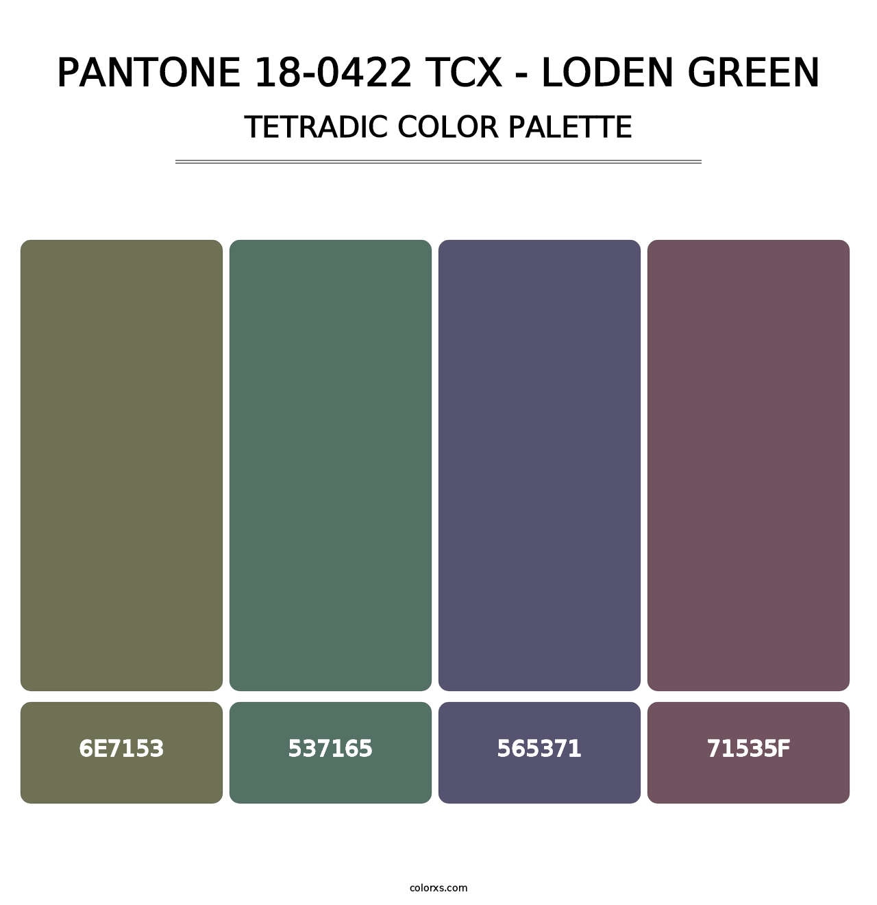 PANTONE 18-0422 TCX - Loden Green - Tetradic Color Palette