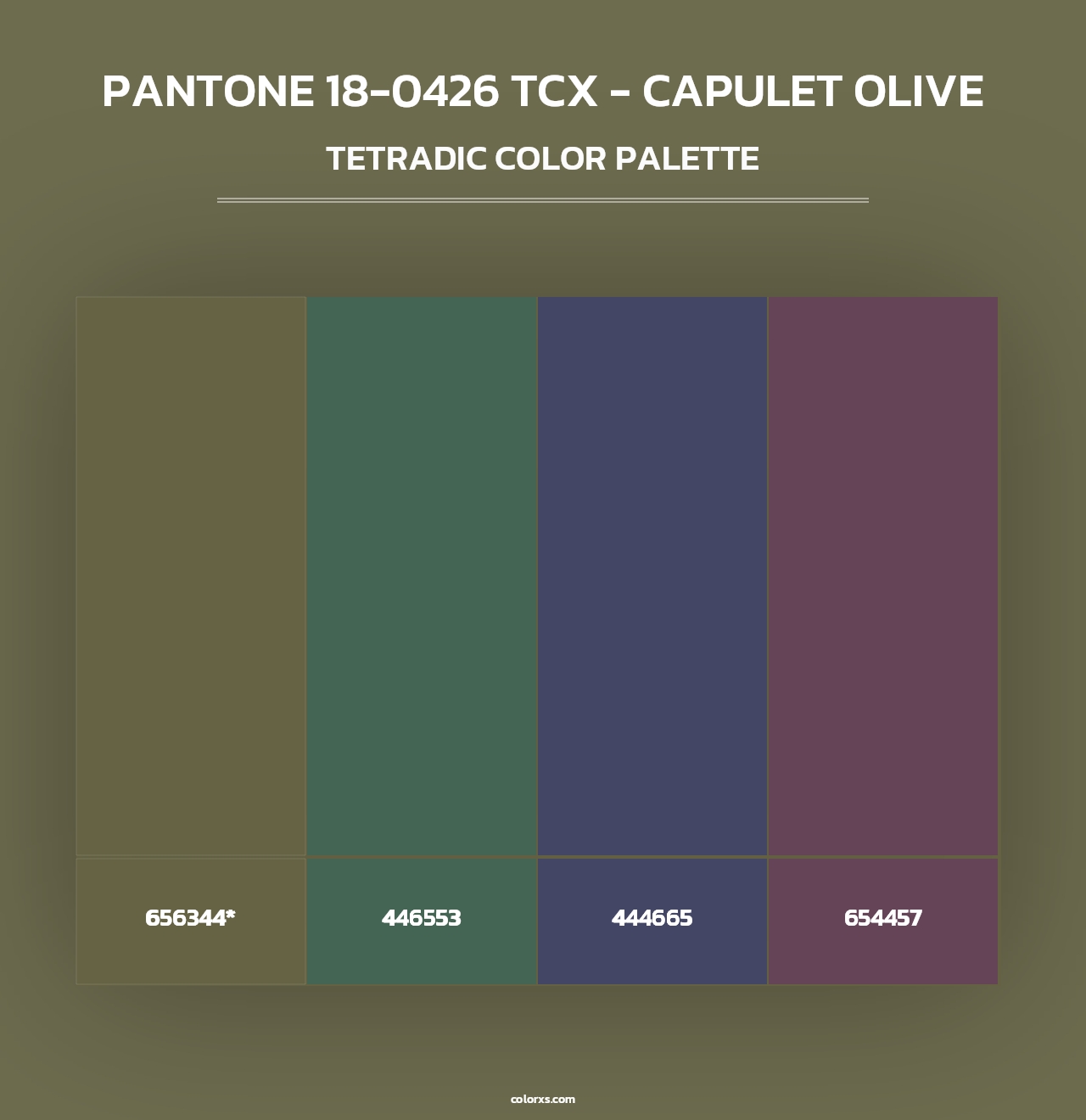 PANTONE 18-0426 TCX - Capulet Olive - Tetradic Color Palette
