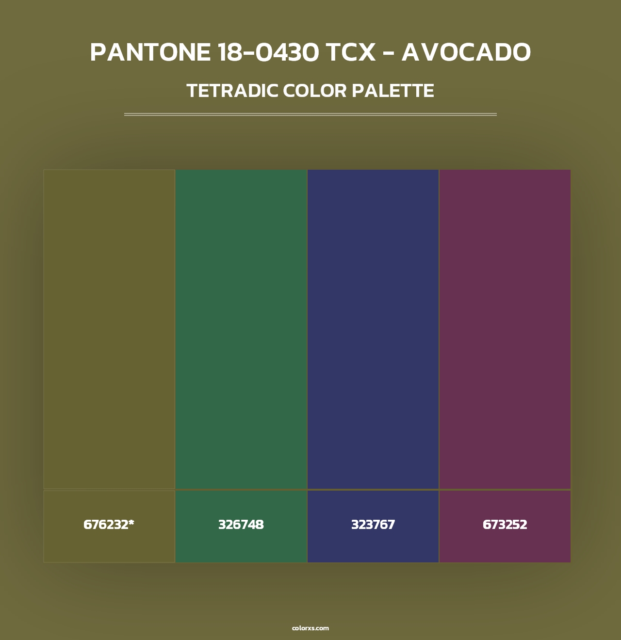 PANTONE 18-0430 TCX - Avocado - Tetradic Color Palette