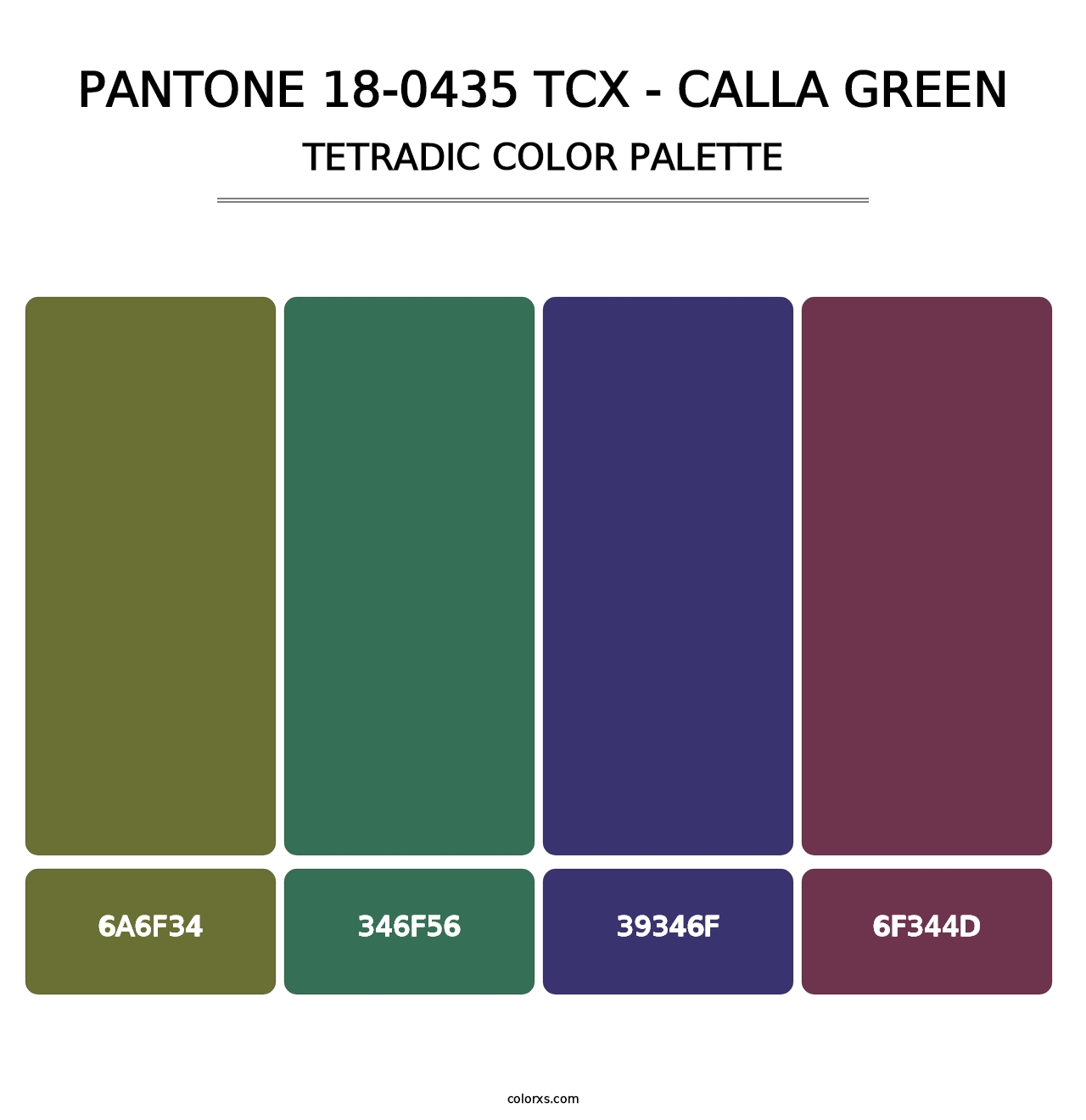 PANTONE 18-0435 TCX - Calla Green - Tetradic Color Palette