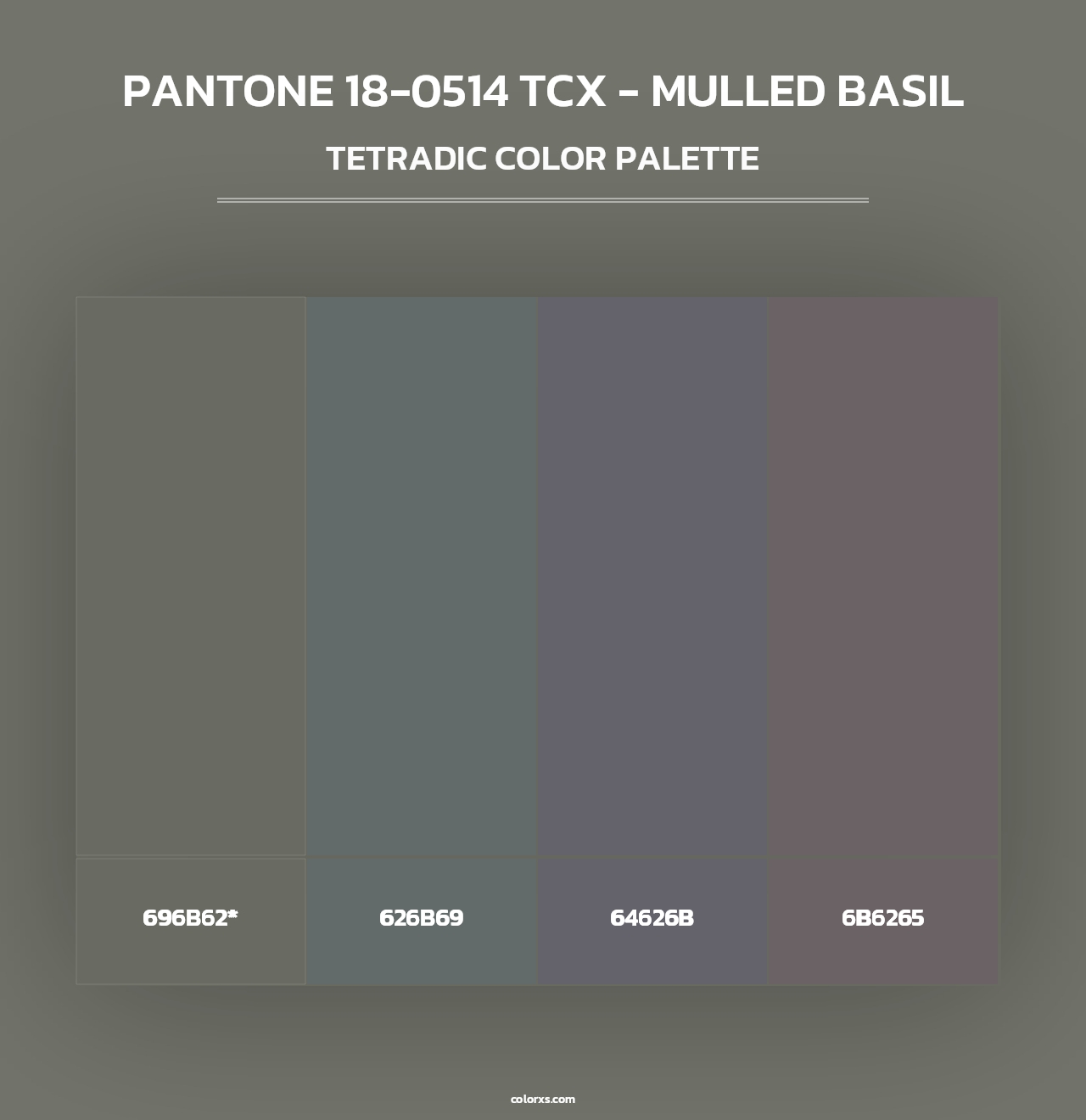PANTONE 18-0514 TCX - Mulled Basil - Tetradic Color Palette