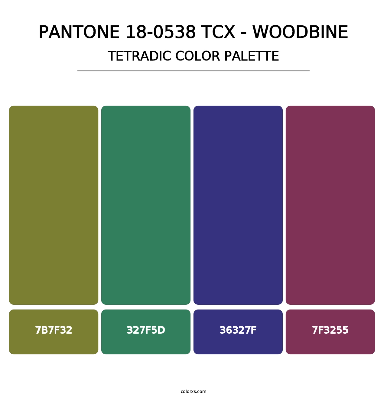 PANTONE 18-0538 TCX - Woodbine - Tetradic Color Palette