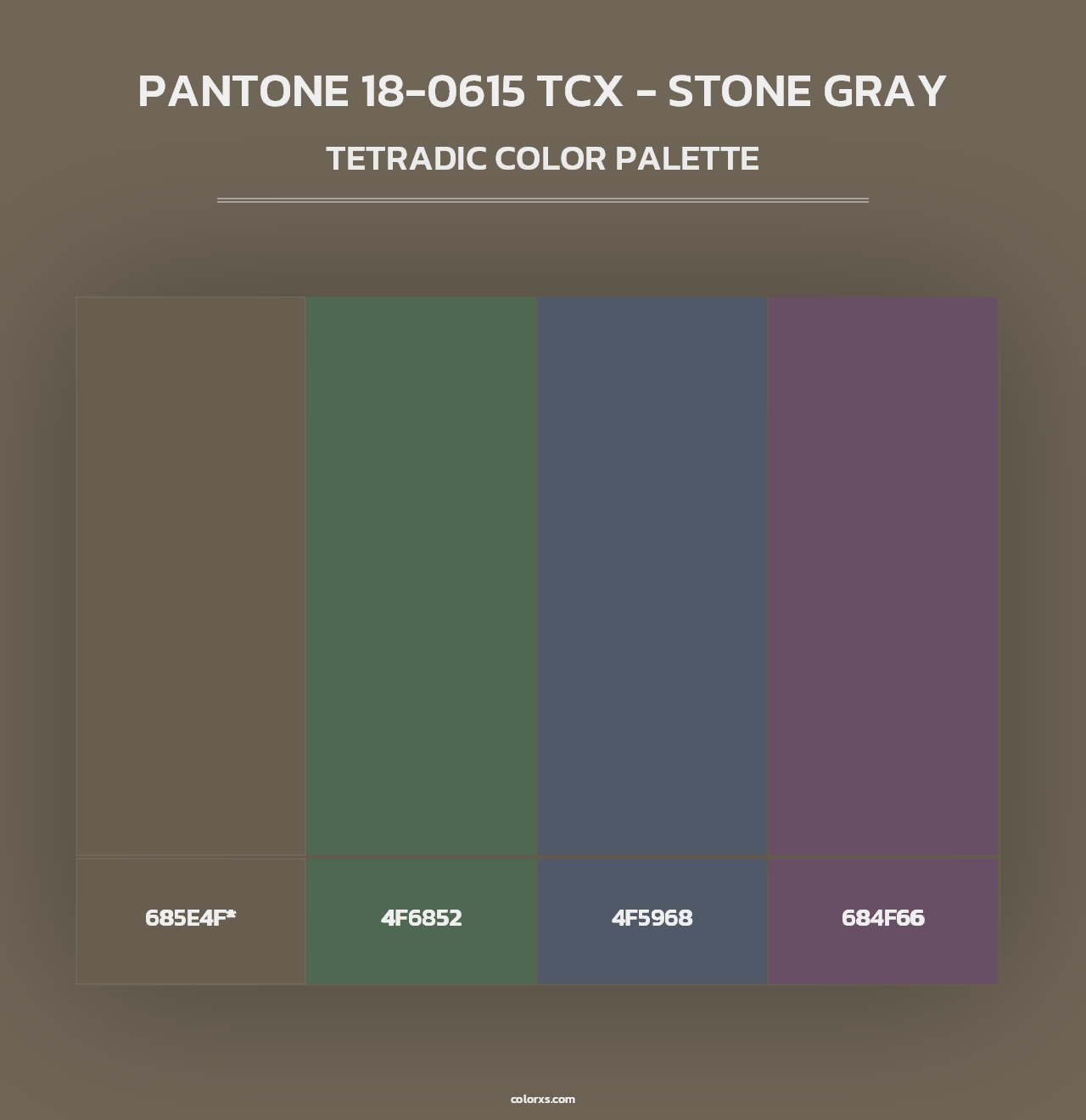 PANTONE 18-0615 TCX - Stone Gray - Tetradic Color Palette