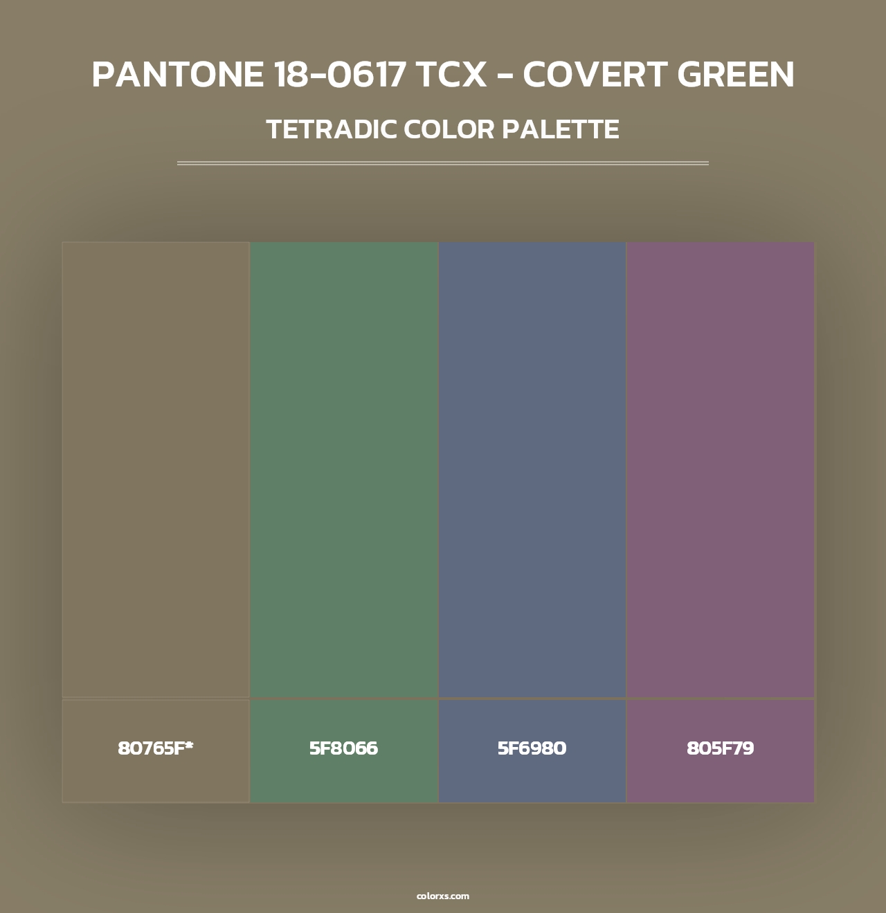PANTONE 18-0617 TCX - Covert Green - Tetradic Color Palette