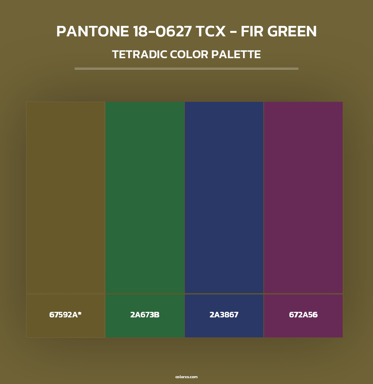 PANTONE 18-0627 TCX - Fir Green - Tetradic Color Palette