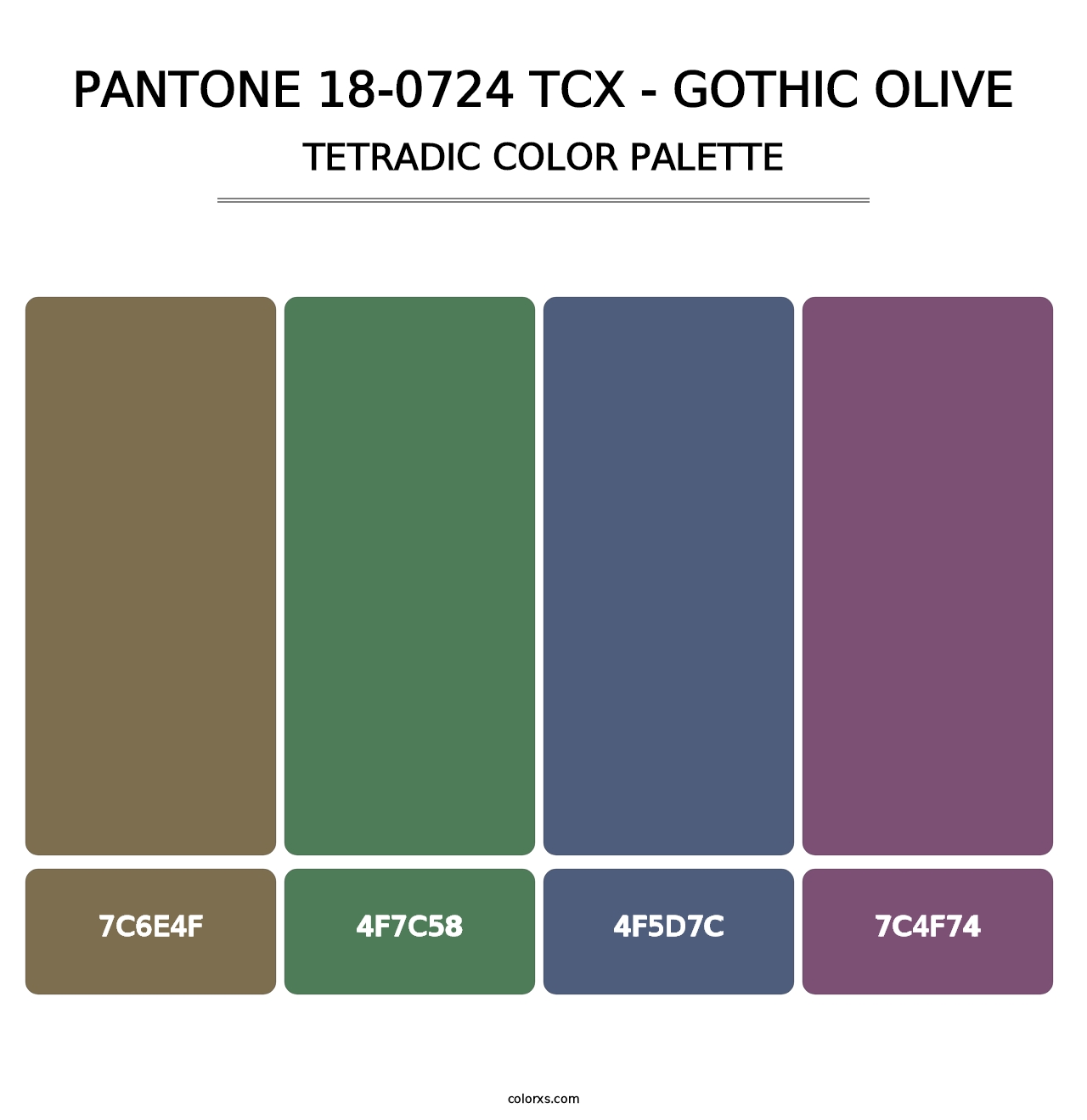 PANTONE 18-0724 TCX - Gothic Olive - Tetradic Color Palette