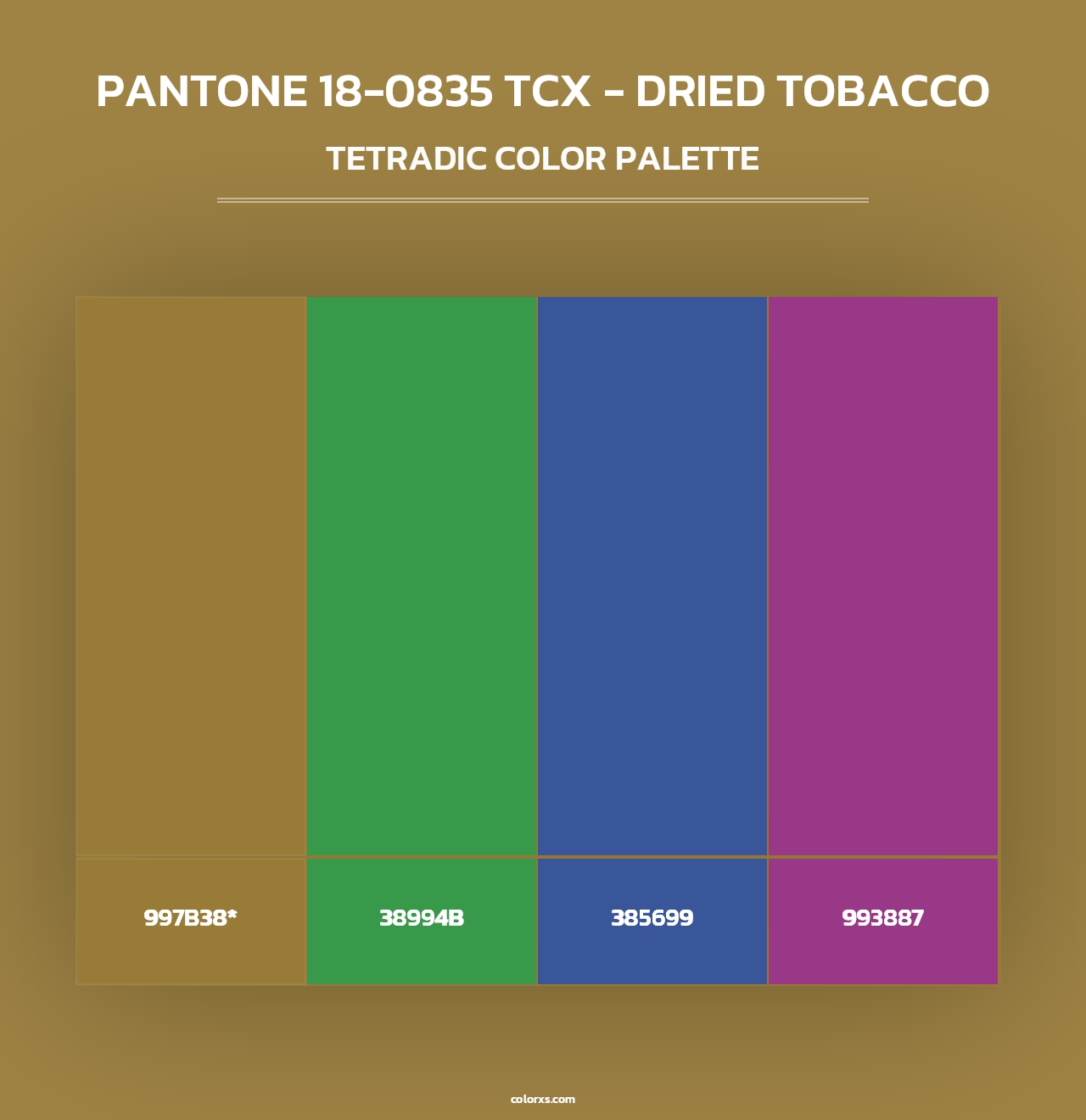 PANTONE 18-0835 TCX - Dried Tobacco - Tetradic Color Palette