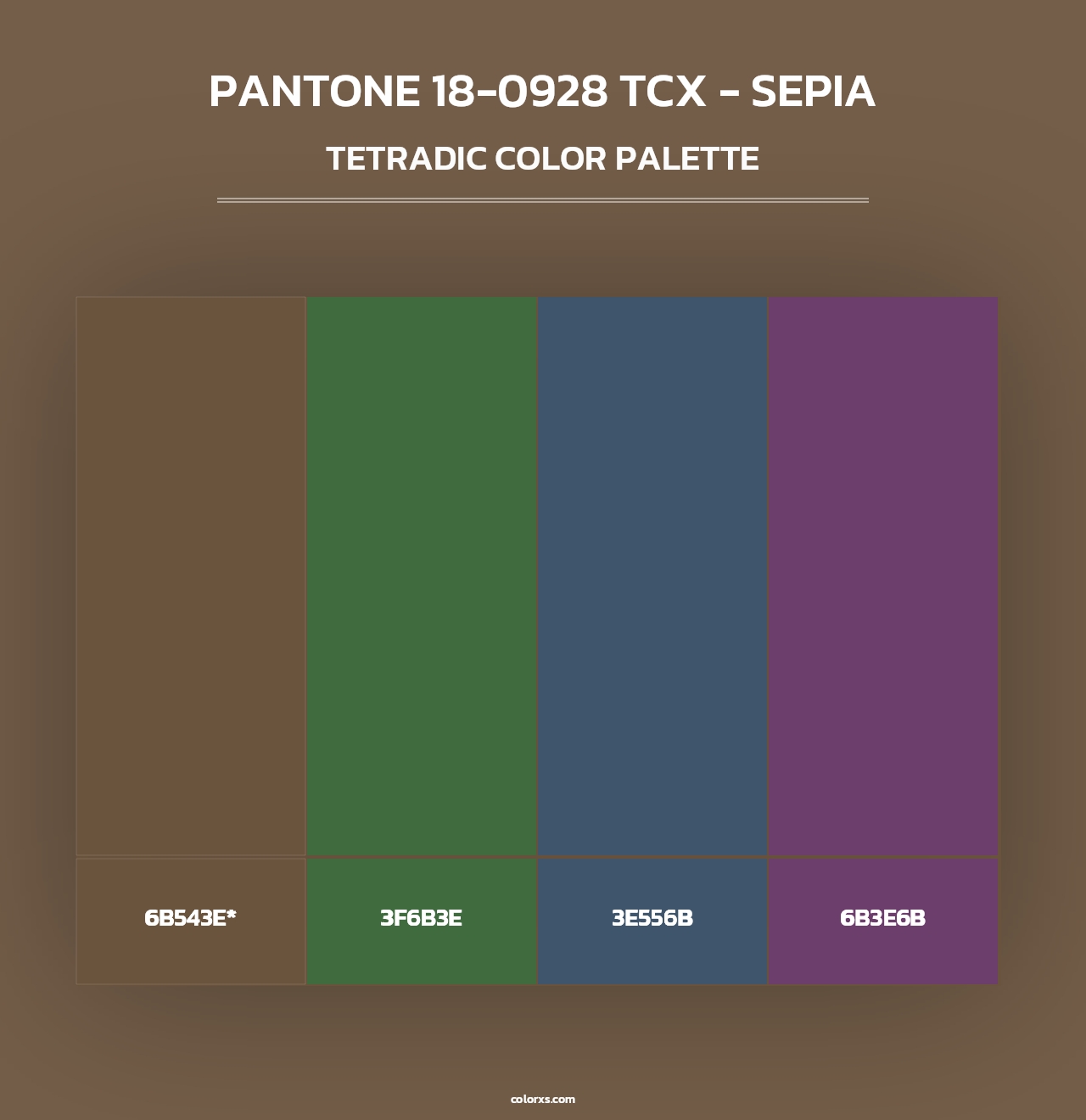 PANTONE 18-0928 TCX - Sepia - Tetradic Color Palette
