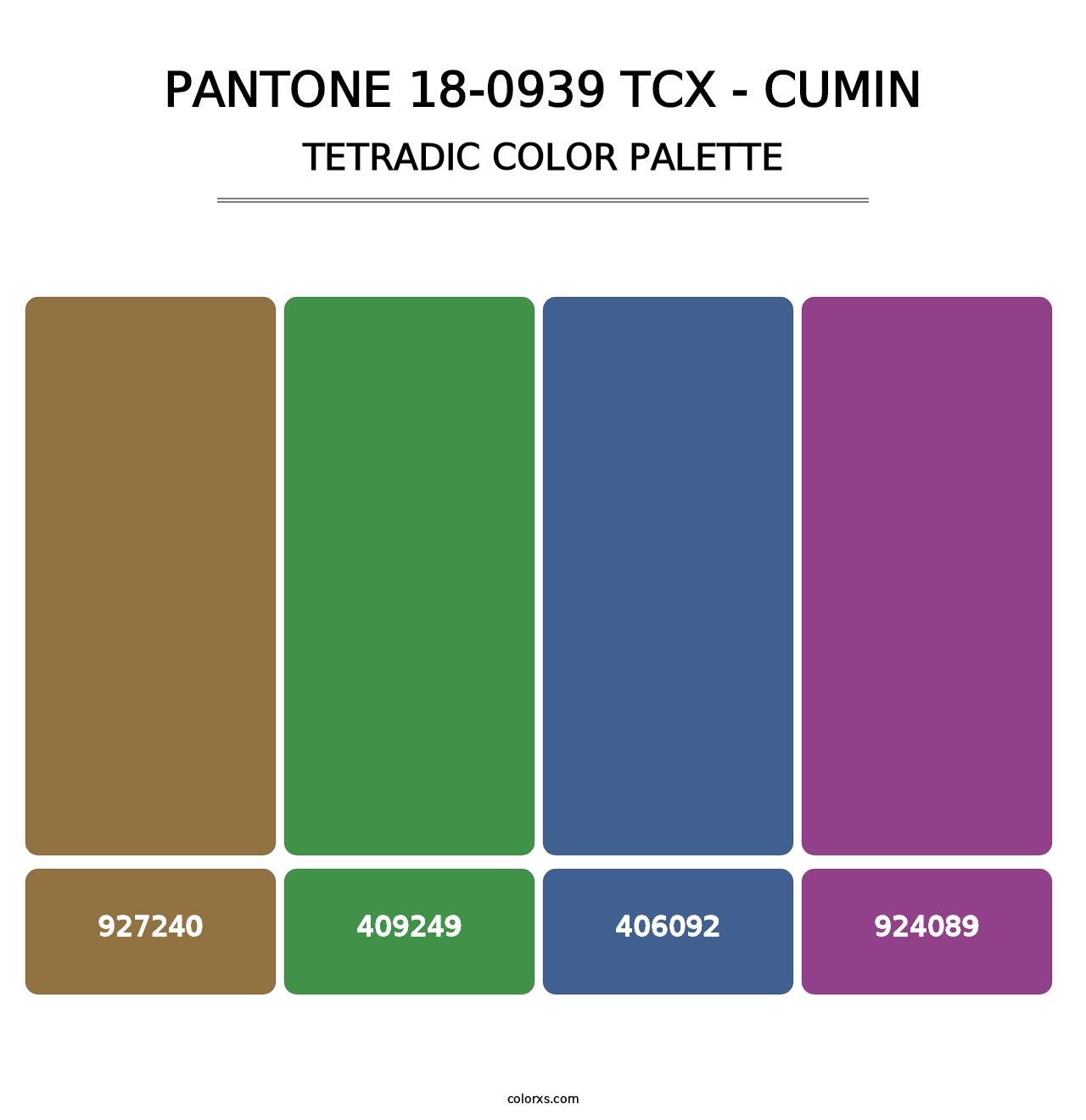 PANTONE 18-0939 TCX - Cumin - Tetradic Color Palette