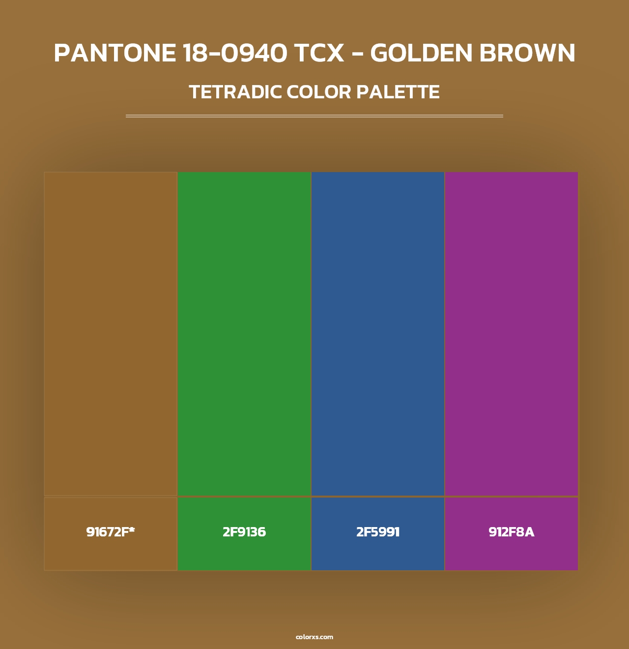 PANTONE 18-0940 TCX - Golden Brown - Tetradic Color Palette