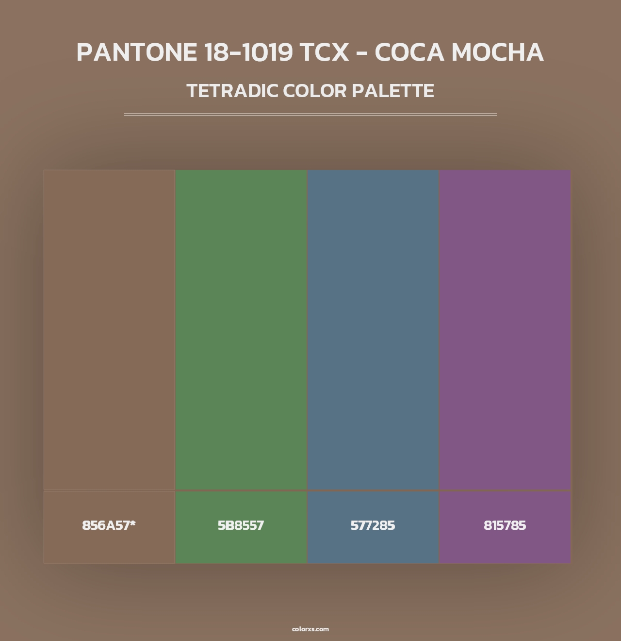 PANTONE 18-1019 TCX - Coca Mocha - Tetradic Color Palette