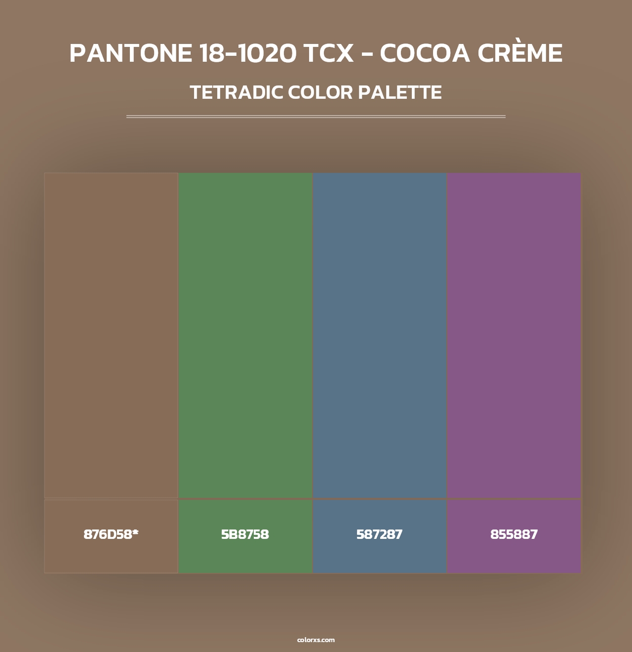 PANTONE 18-1020 TCX - Cocoa Crème - Tetradic Color Palette