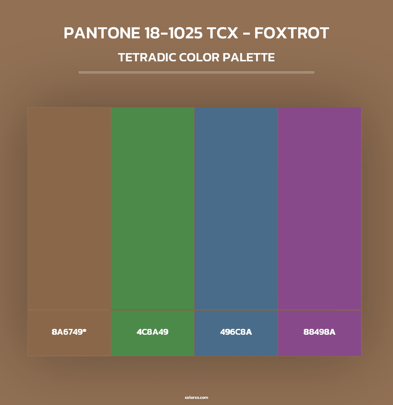 PANTONE 18-1025 TCX - Foxtrot - Tetradic Color Palette