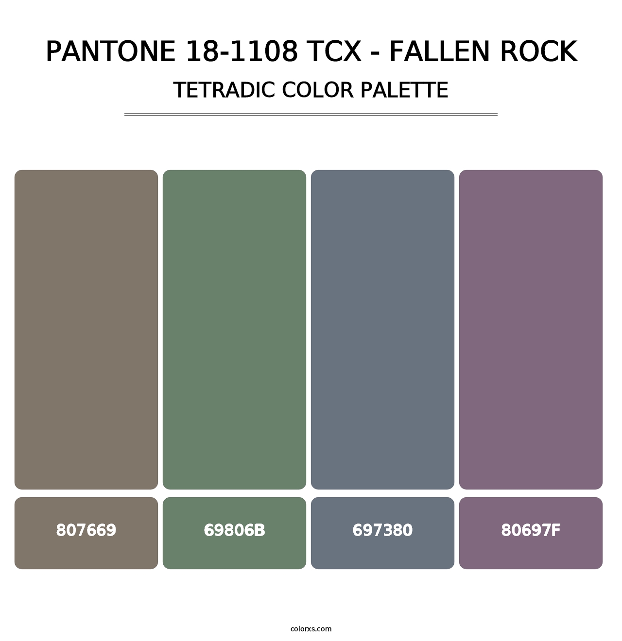 PANTONE 18-1108 TCX - Fallen Rock - Tetradic Color Palette