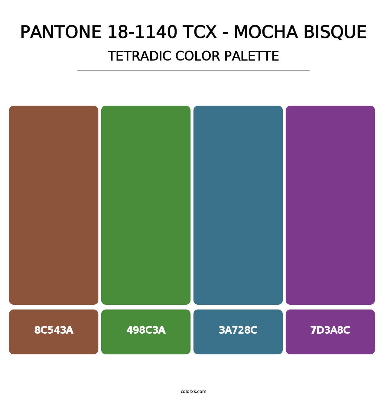 PANTONE 18-1140 TCX - Mocha Bisque - Tetradic Color Palette