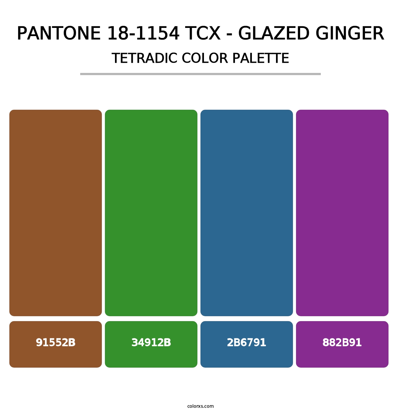 PANTONE 18-1154 TCX - Glazed Ginger - Tetradic Color Palette