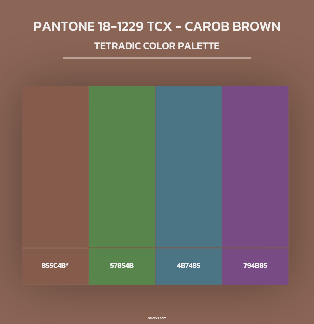 PANTONE 18-1229 TCX - Carob Brown - Tetradic Color Palette