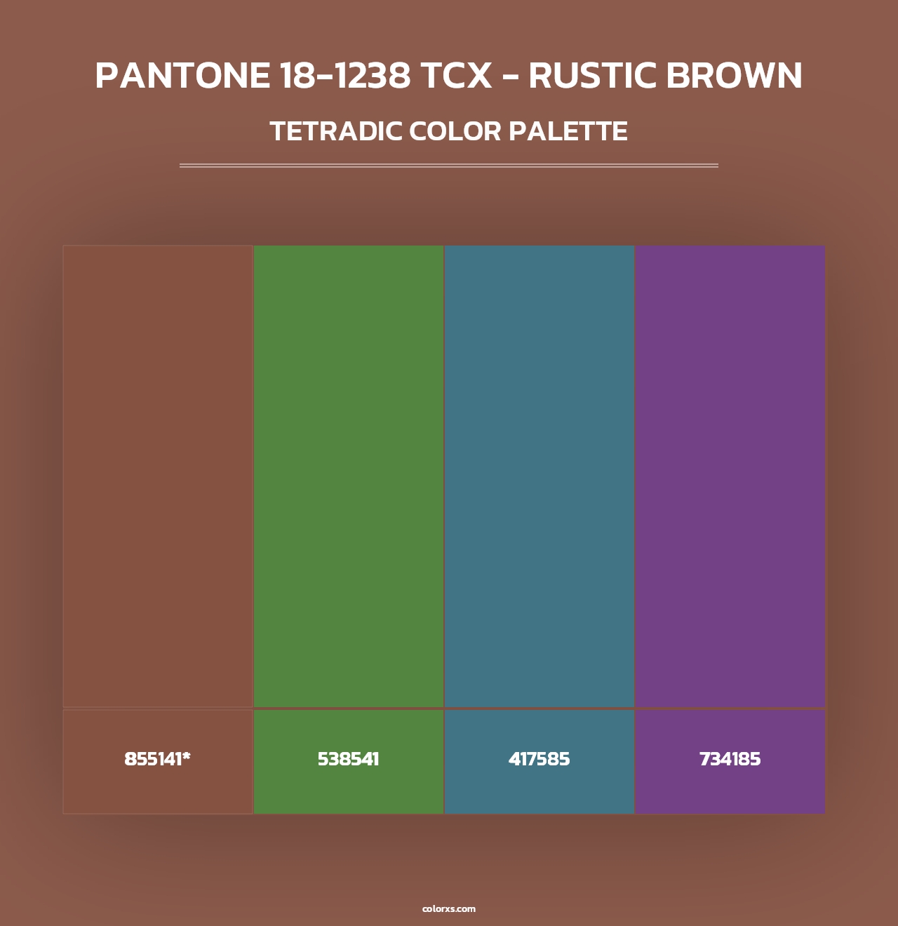 PANTONE 18-1238 TCX - Rustic Brown - Tetradic Color Palette
