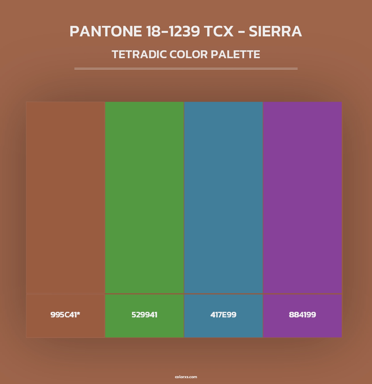 PANTONE 18-1239 TCX - Sierra - Tetradic Color Palette