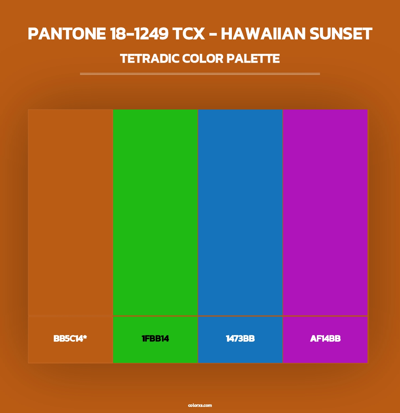 PANTONE 18-1249 TCX - Hawaiian Sunset - Tetradic Color Palette
