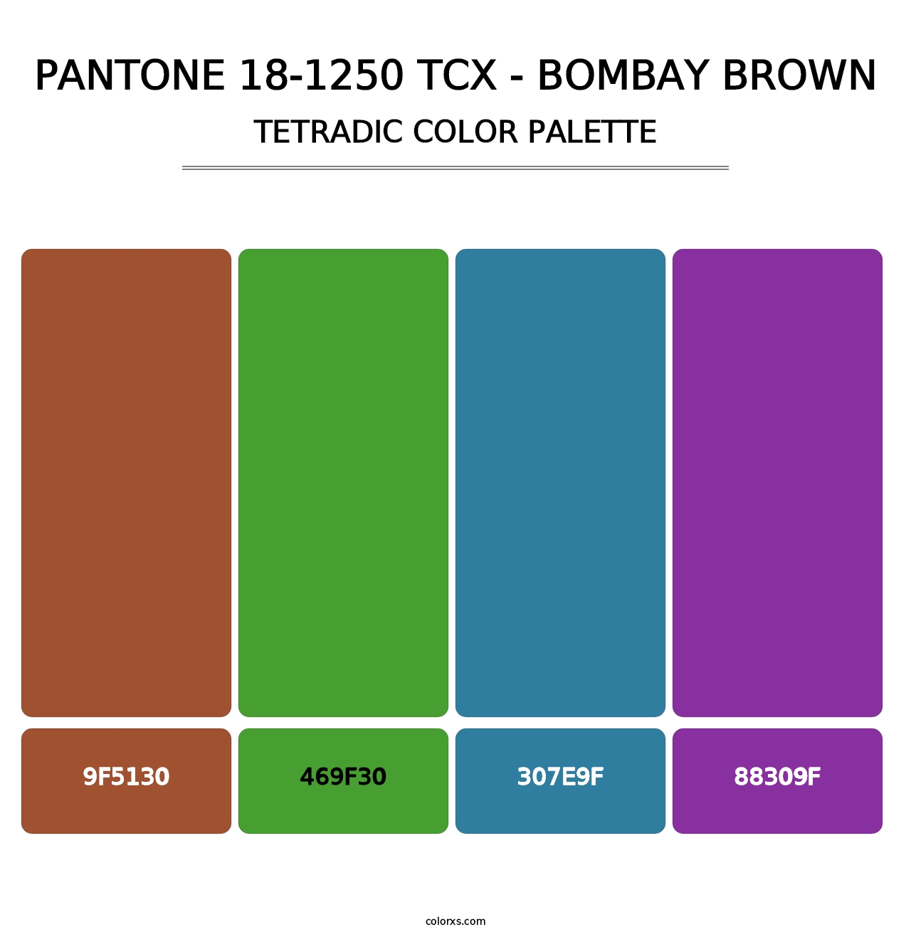 PANTONE 18-1250 TCX - Bombay Brown - Tetradic Color Palette