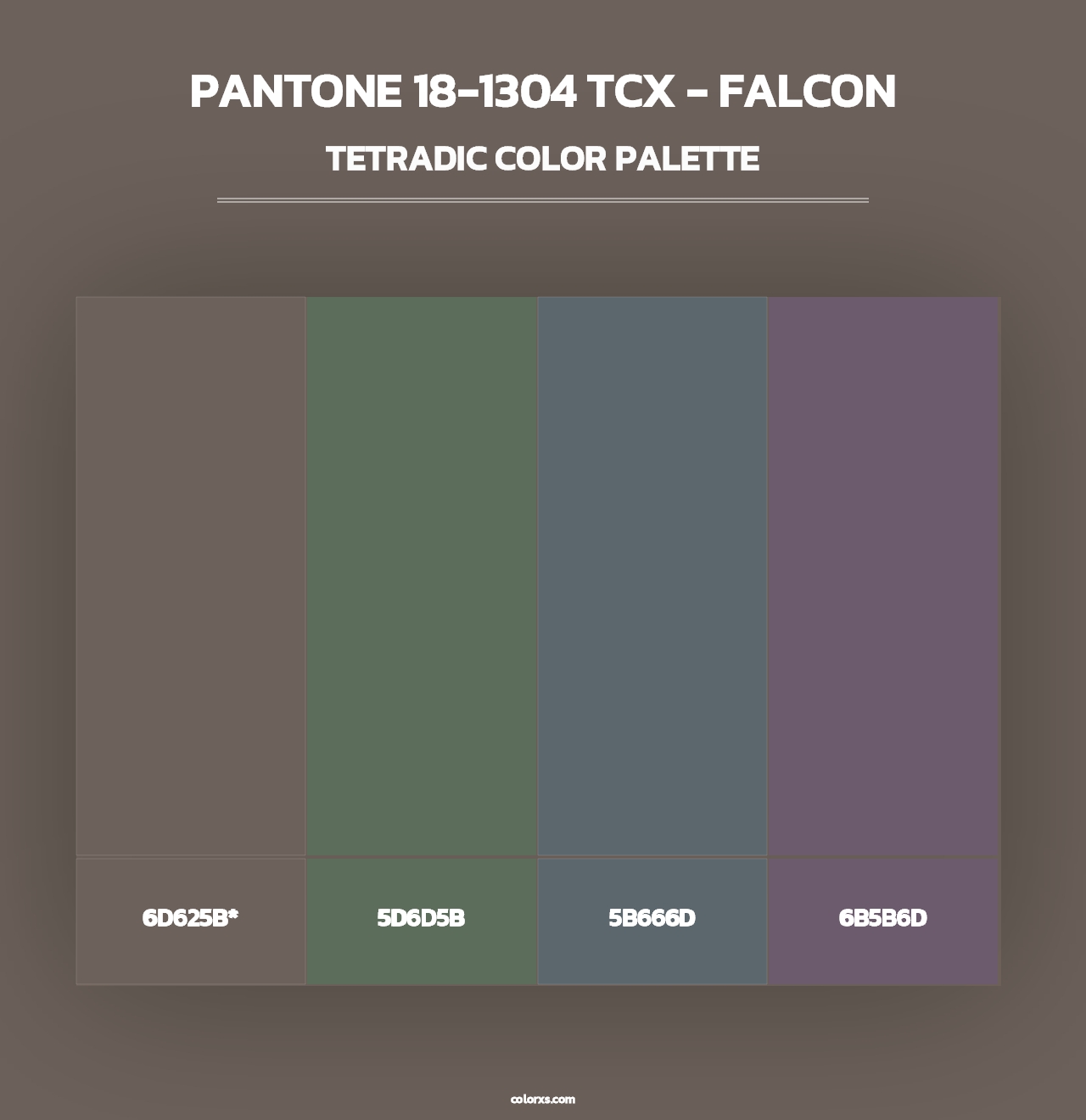 PANTONE 18-1304 TCX - Falcon - Tetradic Color Palette