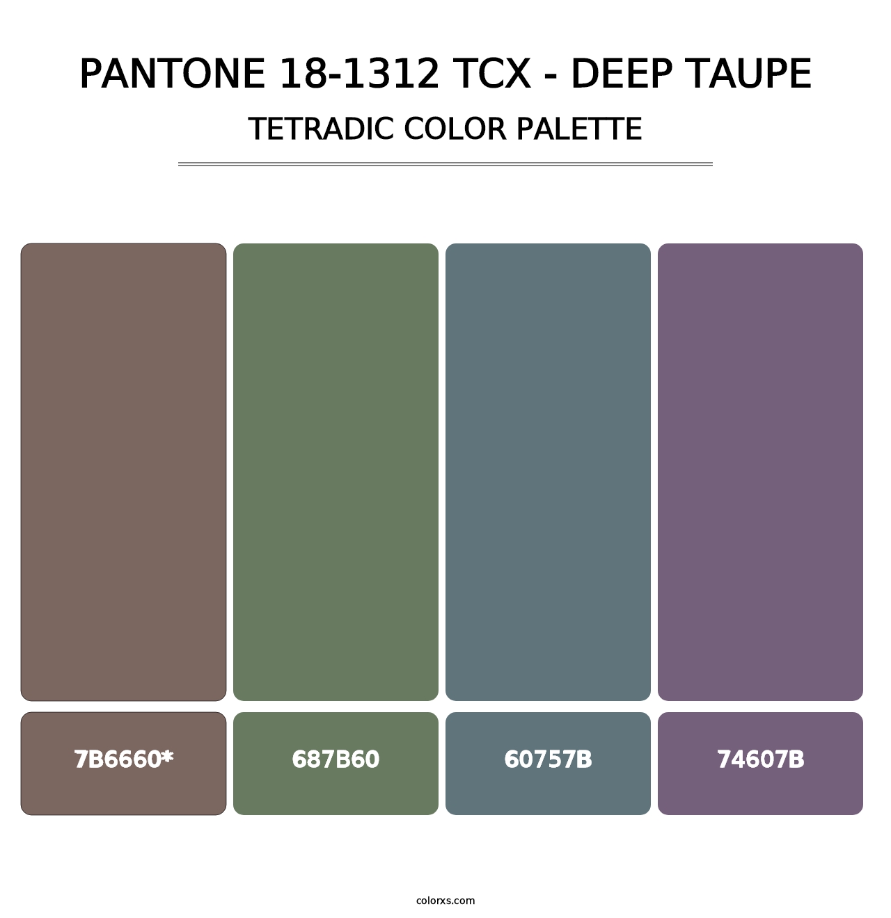 PANTONE 18-1312 TCX - Deep Taupe - Tetradic Color Palette