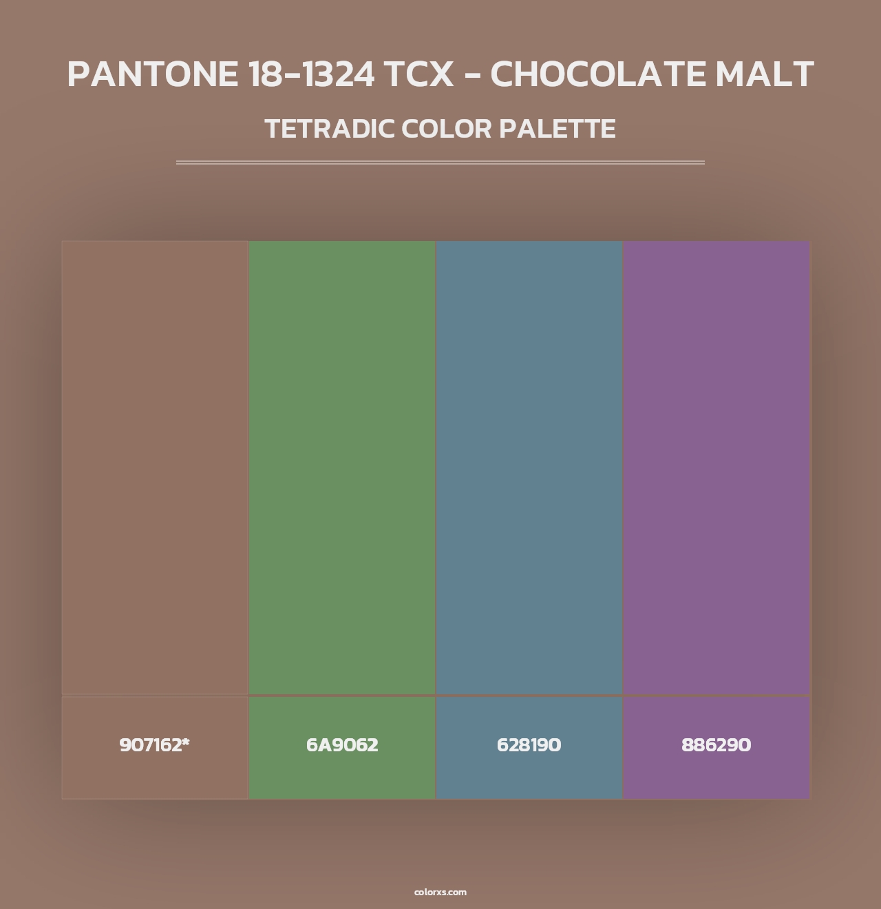 PANTONE 18-1324 TCX - Chocolate Malt - Tetradic Color Palette