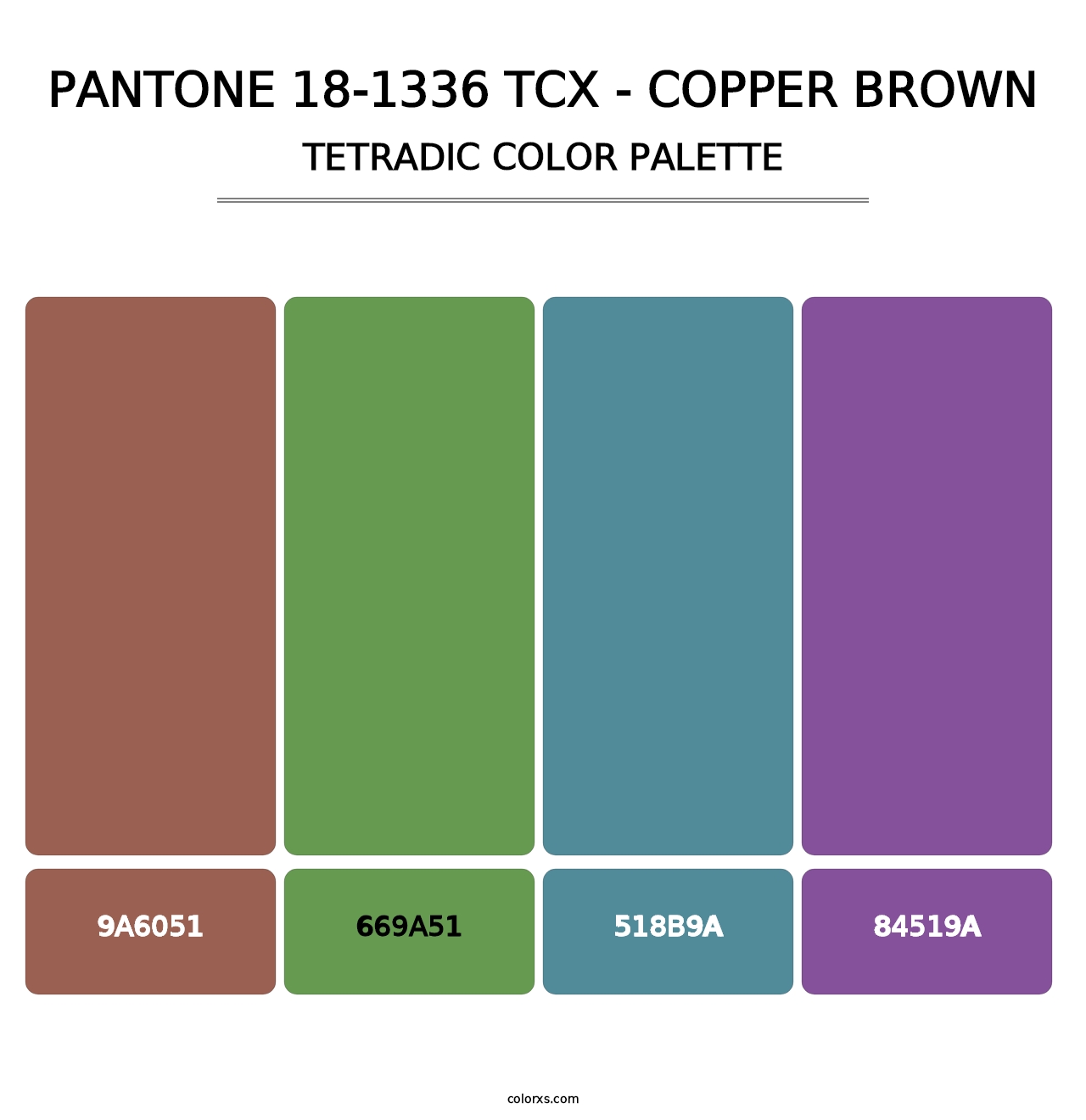 PANTONE 18-1336 TCX - Copper Brown - Tetradic Color Palette