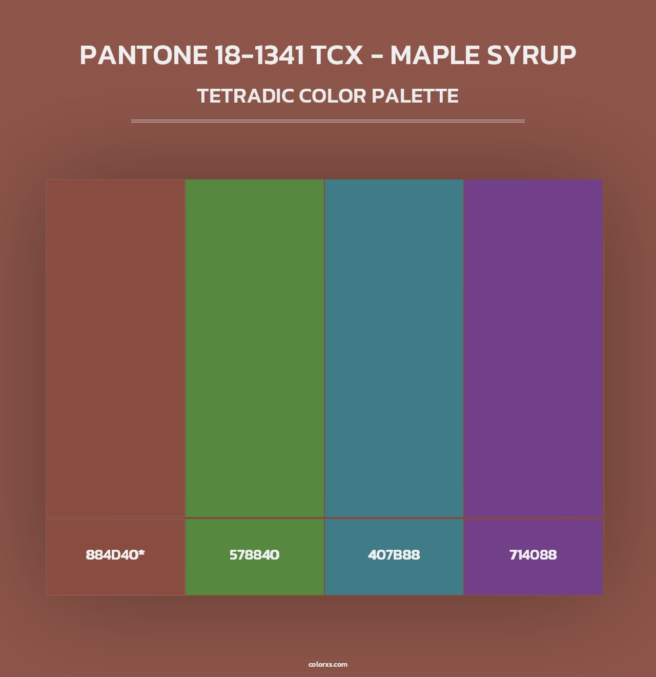 PANTONE 18-1341 TCX - Maple Syrup - Tetradic Color Palette