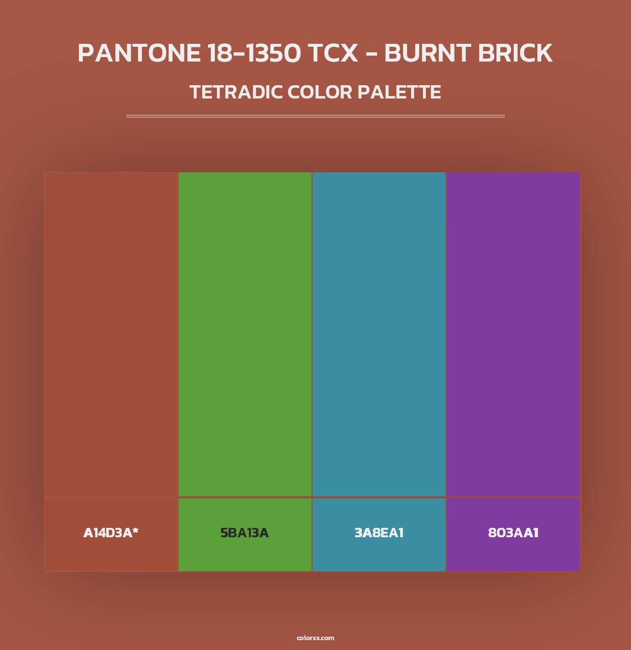 PANTONE 18-1350 TCX - Burnt Brick - Tetradic Color Palette