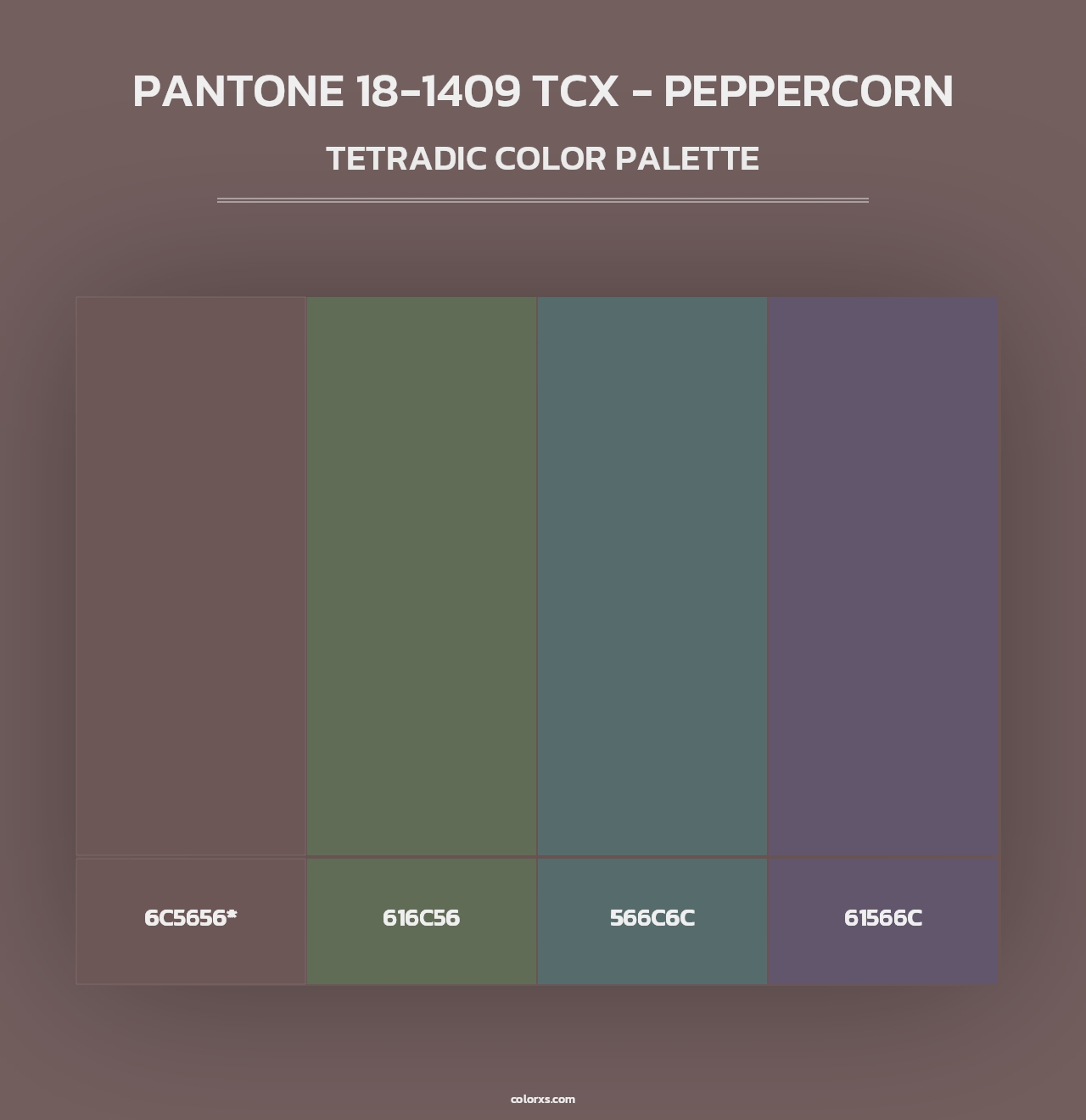 PANTONE 18-1409 TCX - Peppercorn - Tetradic Color Palette