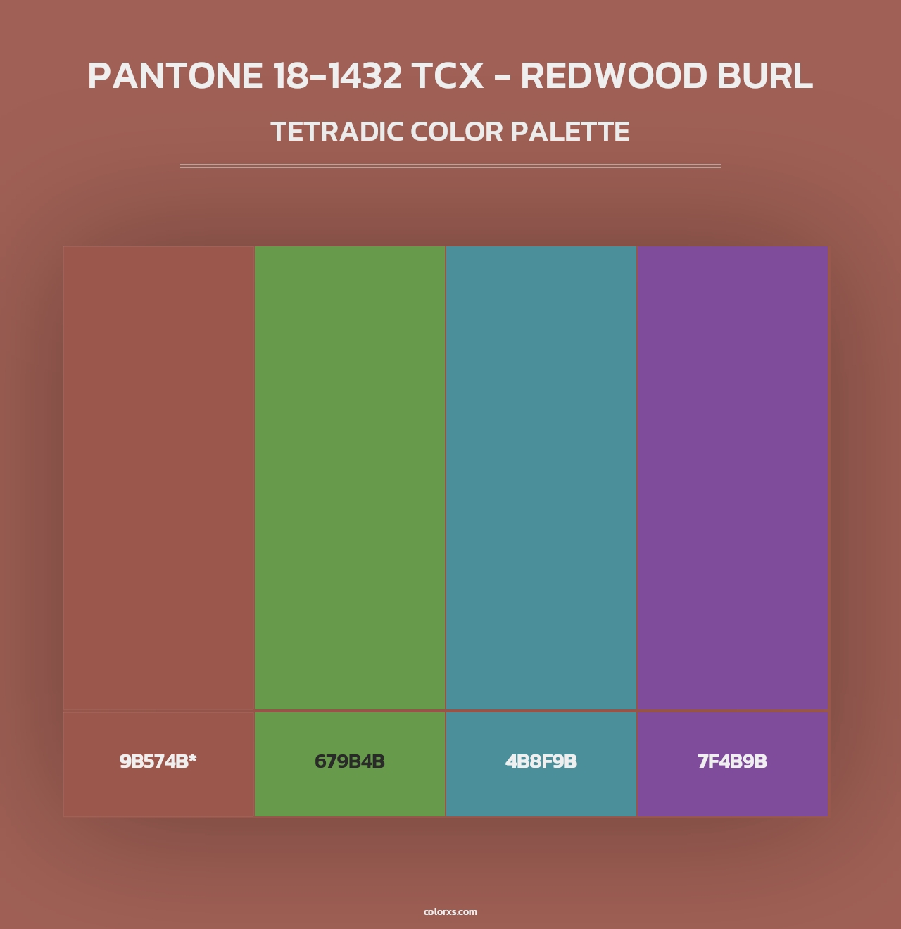 PANTONE 18-1432 TCX - Redwood Burl - Tetradic Color Palette