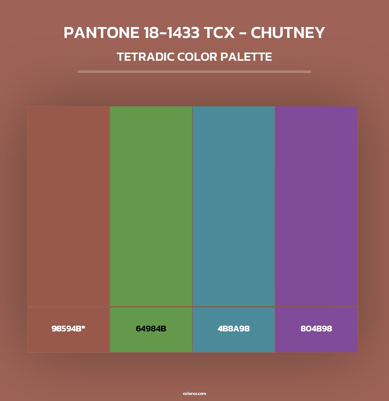 PANTONE 18-1433 TCX - Chutney - Tetradic Color Palette