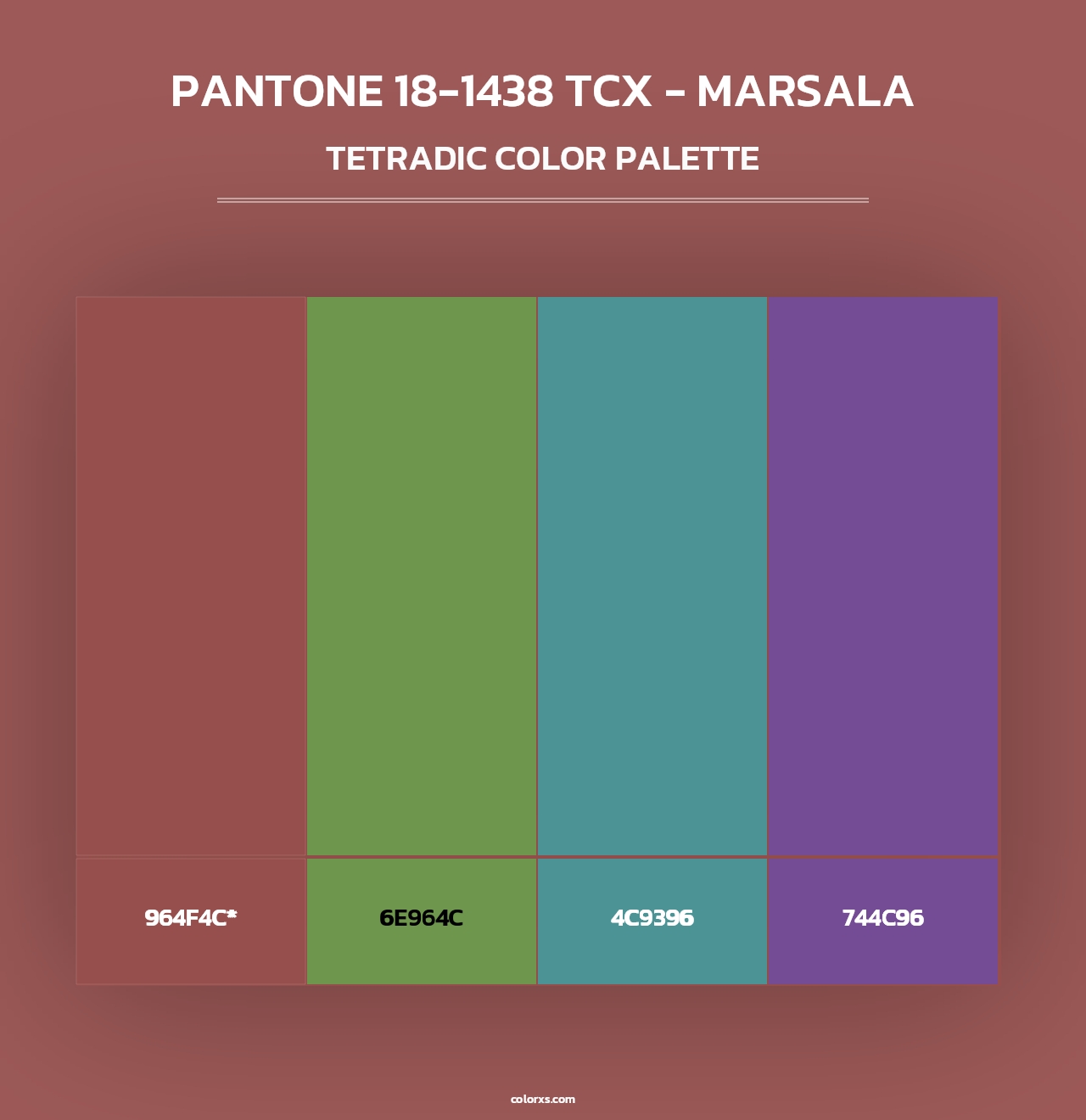 PANTONE 18-1438 TCX - Marsala - Tetradic Color Palette