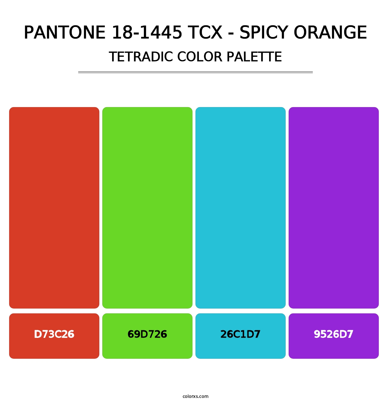 PANTONE 18-1445 TCX - Spicy Orange - Tetradic Color Palette