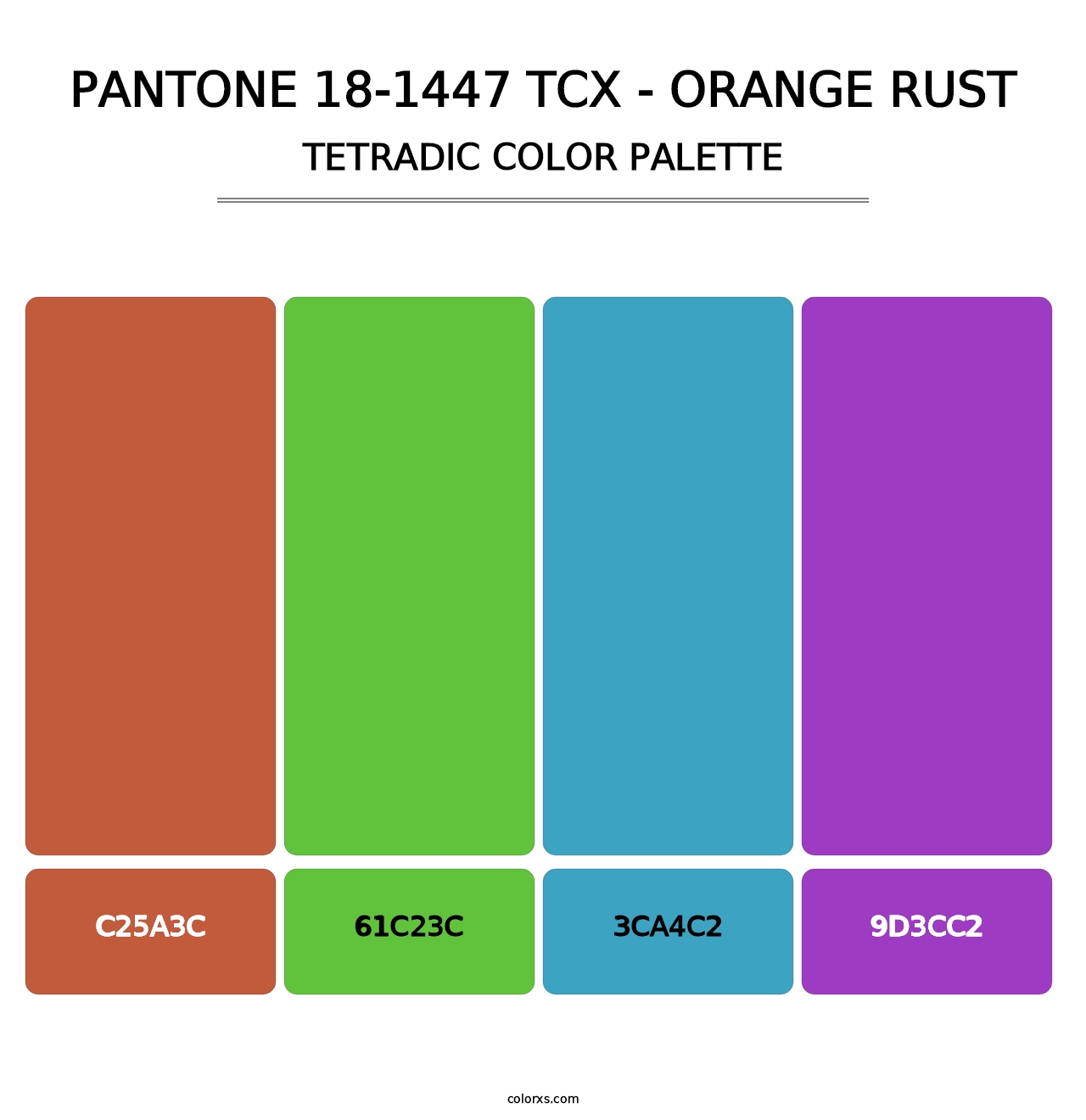 PANTONE 18-1447 TCX - Orange Rust - Tetradic Color Palette