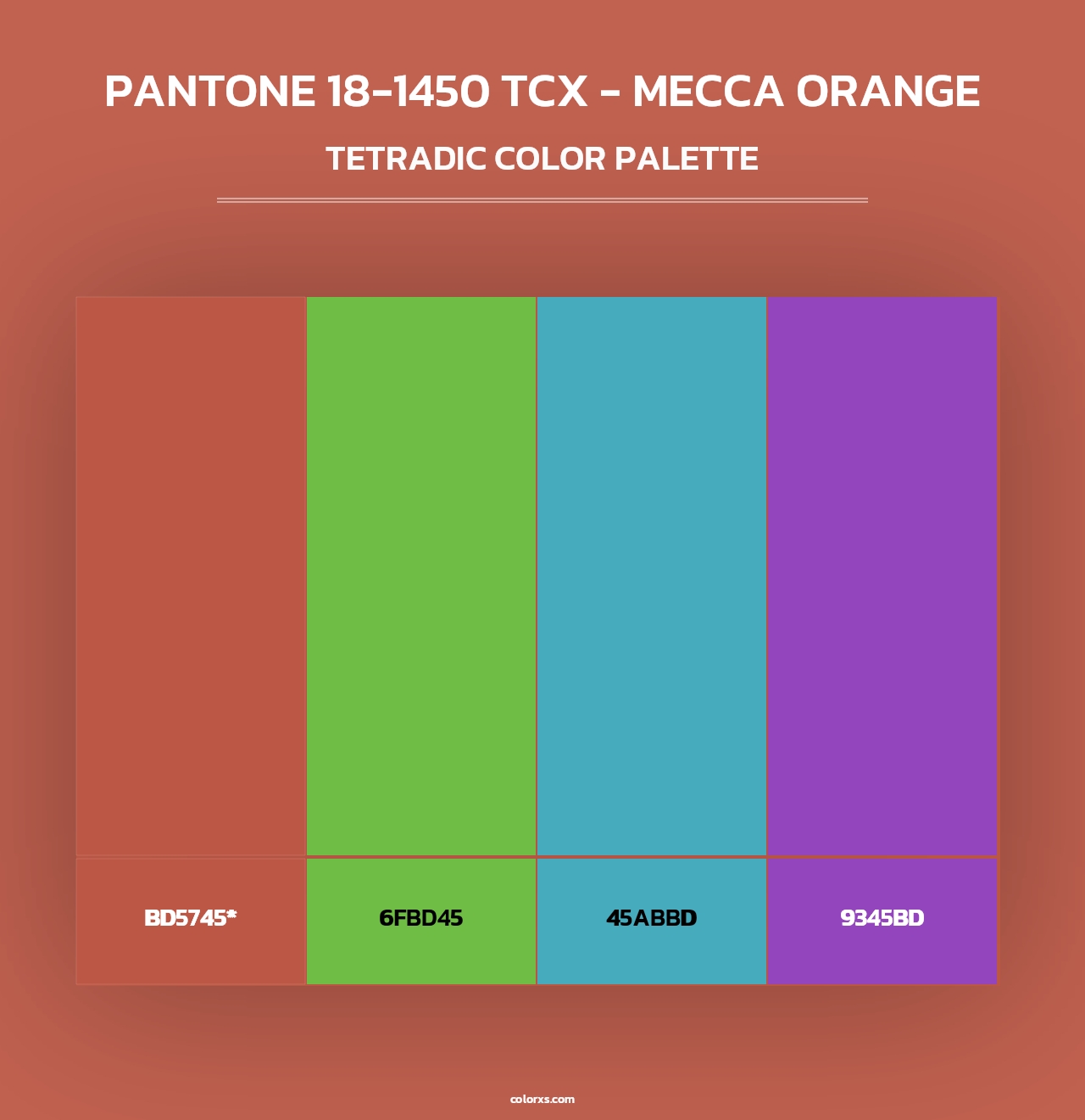 PANTONE 18-1450 TCX - Mecca Orange - Tetradic Color Palette