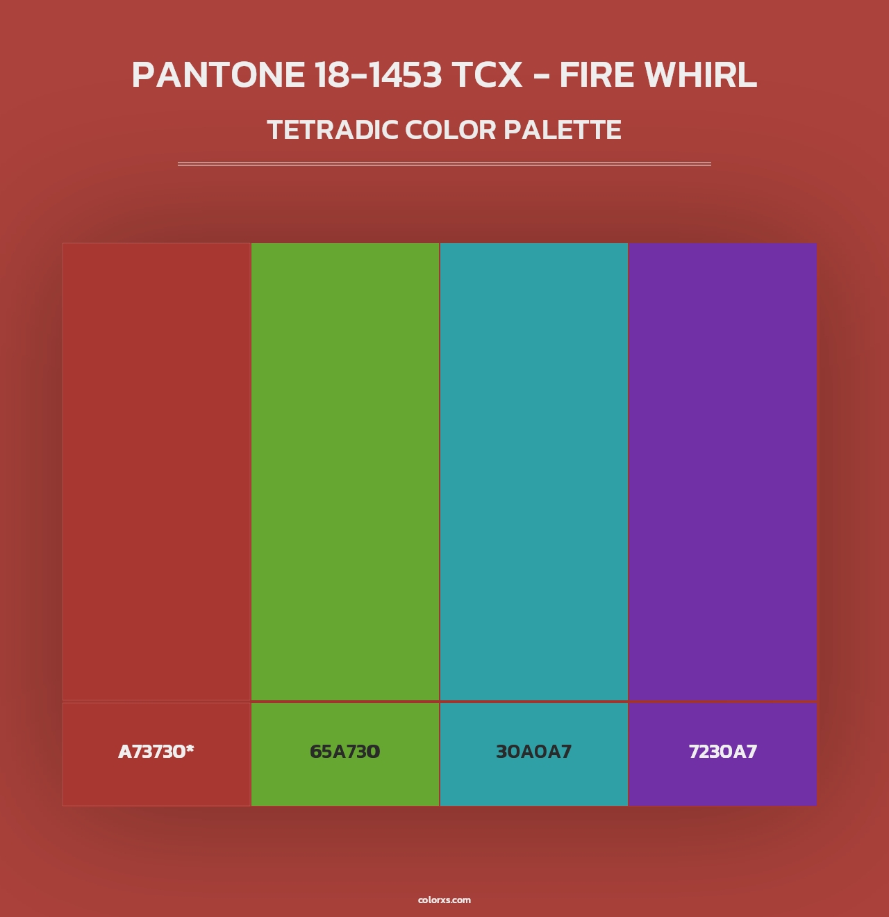 PANTONE 18-1453 TCX - Fire Whirl - Tetradic Color Palette