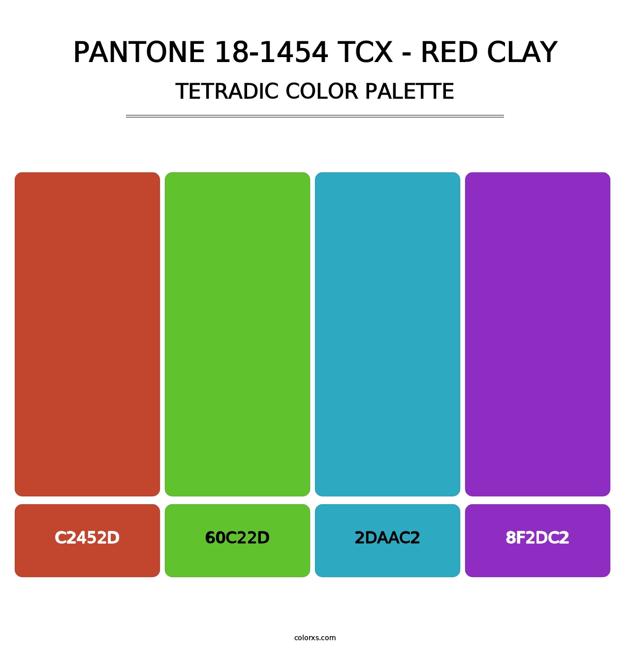 PANTONE 18-1454 TCX - Red Clay - Tetradic Color Palette