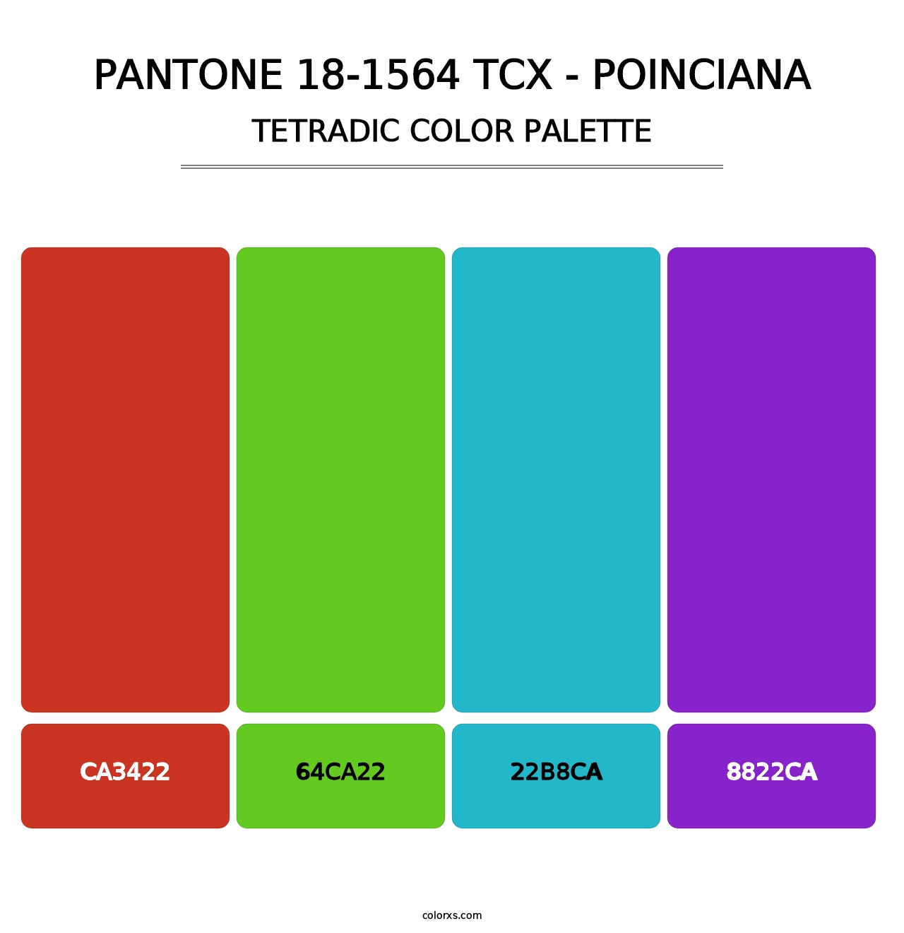 PANTONE 18-1564 TCX - Poinciana - Tetradic Color Palette